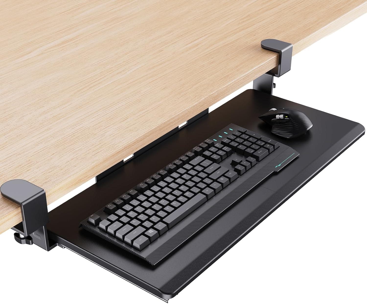 Keyboard Tray Under Desk, Pull Out Keyboard Tray with C Clamp Mount, 26.5″ W x 11.8″ D Slide Out Computer Keyboard Drawer Mouse Tray for Typing, Black