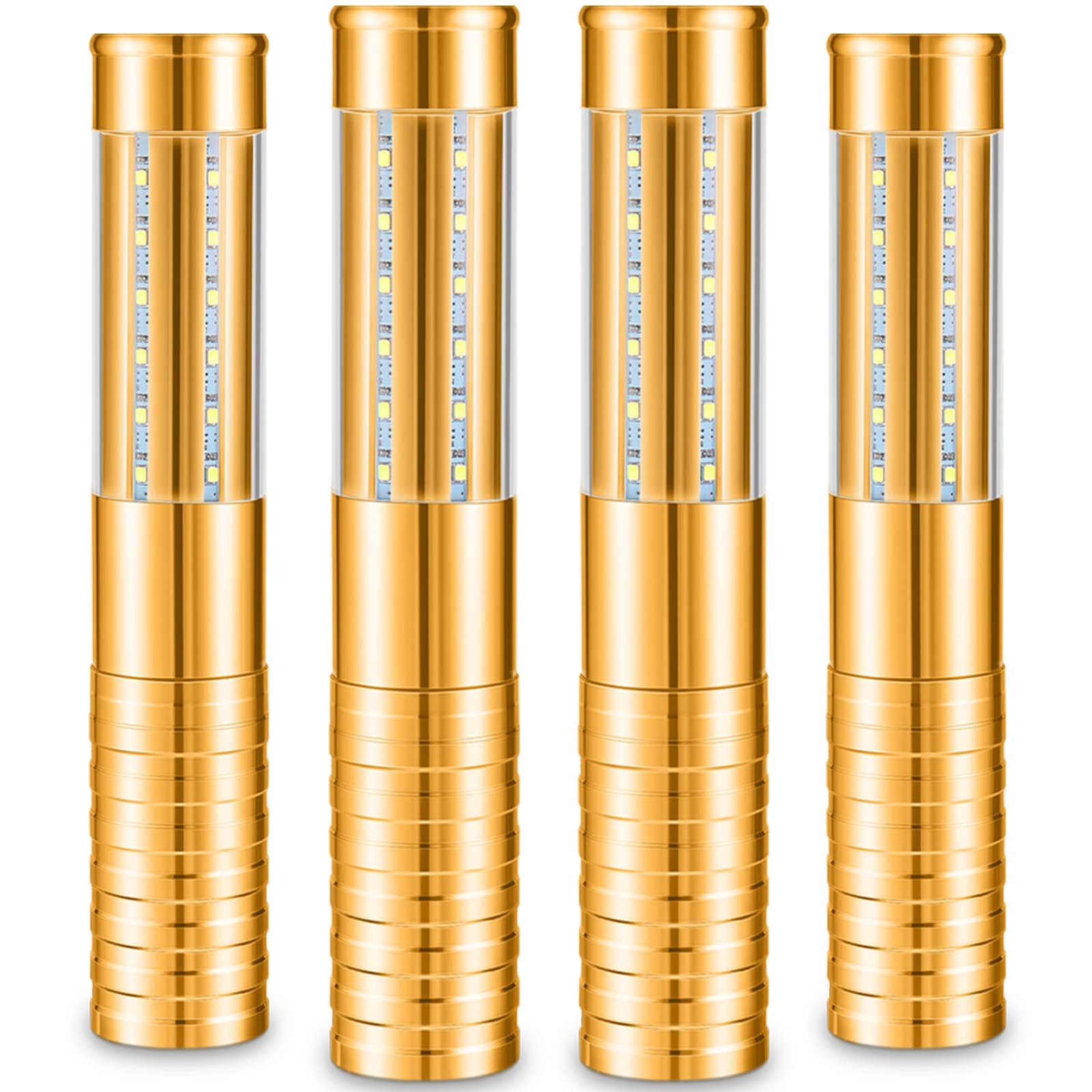 Civaner 4-Piece LED Strobe Baton Lights - Gold, LED Bottle Service Lights with Rechargeable Batteries, Adjustable Light Modes for Nightclub, Wedding, Concert & Outdoor Events