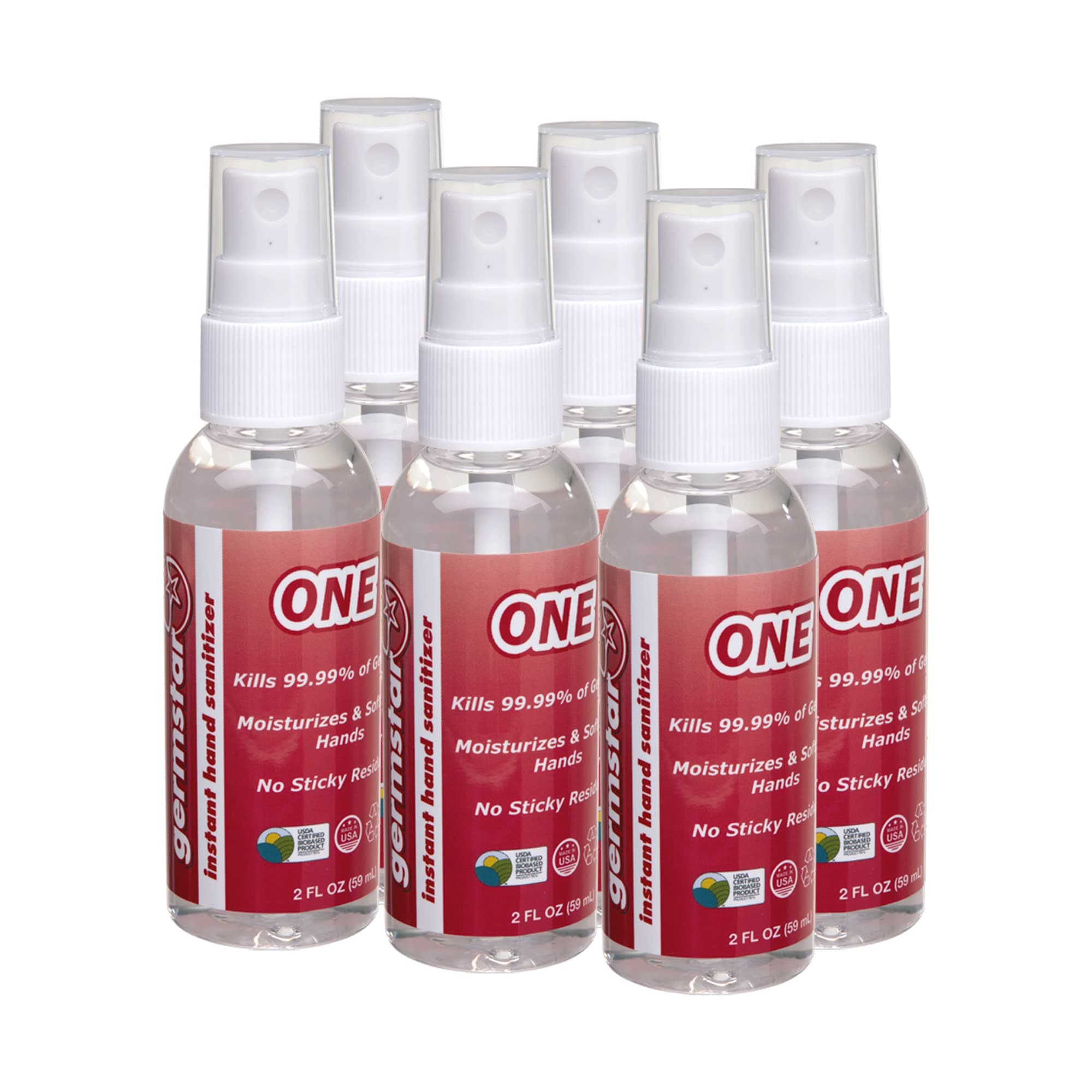 Germstar ONE 59ml (2oz) Hand Sanitiser Spray Bottles (6/case)