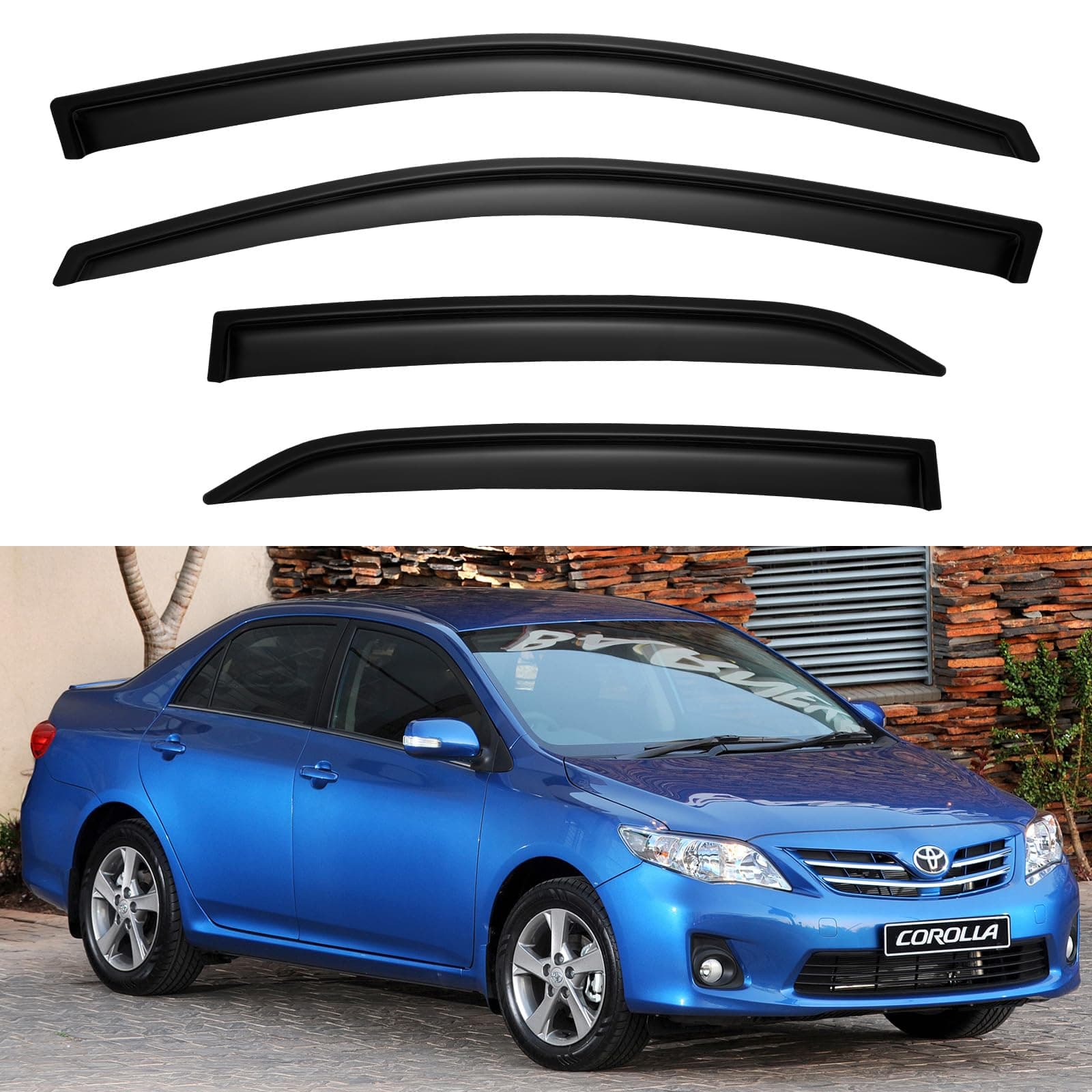 Window Rain Guards Shield for Toyota Corolla 2009-2013, Window Vent Visors Shades Wind Deflectors for 09-13 Corolla