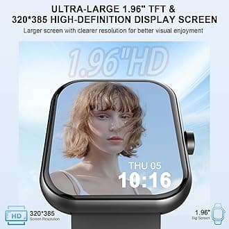 Smart Watch (Answer/Make Calls), 1.96" HD Screen SmartWatch for Men Women 113+ Sport Modes, Fitness Activity Tracker Heart Rate/Sleep Monitor/Pedometer, IP68 Waterproof, Smart Watches for Android iOS