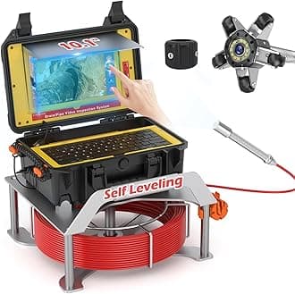 Sanyipace Sewer Camera with 512Hz Locator & Self-Leveling, 7mm Push Cable, IP68 Waterproof Borescope Camera, Wireless Keyboard, Plumbing Camera with Lights, 100FT/30M for Sewer Line Blockage Detection