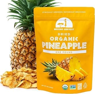 Dried Pineapple Fruit Treats | Organic Dried Pineapple Chunks | Healthy Gluten Free Snacks For Kids And Adults | No Added Sugar, Vegan, Non-GMO, D-Trade