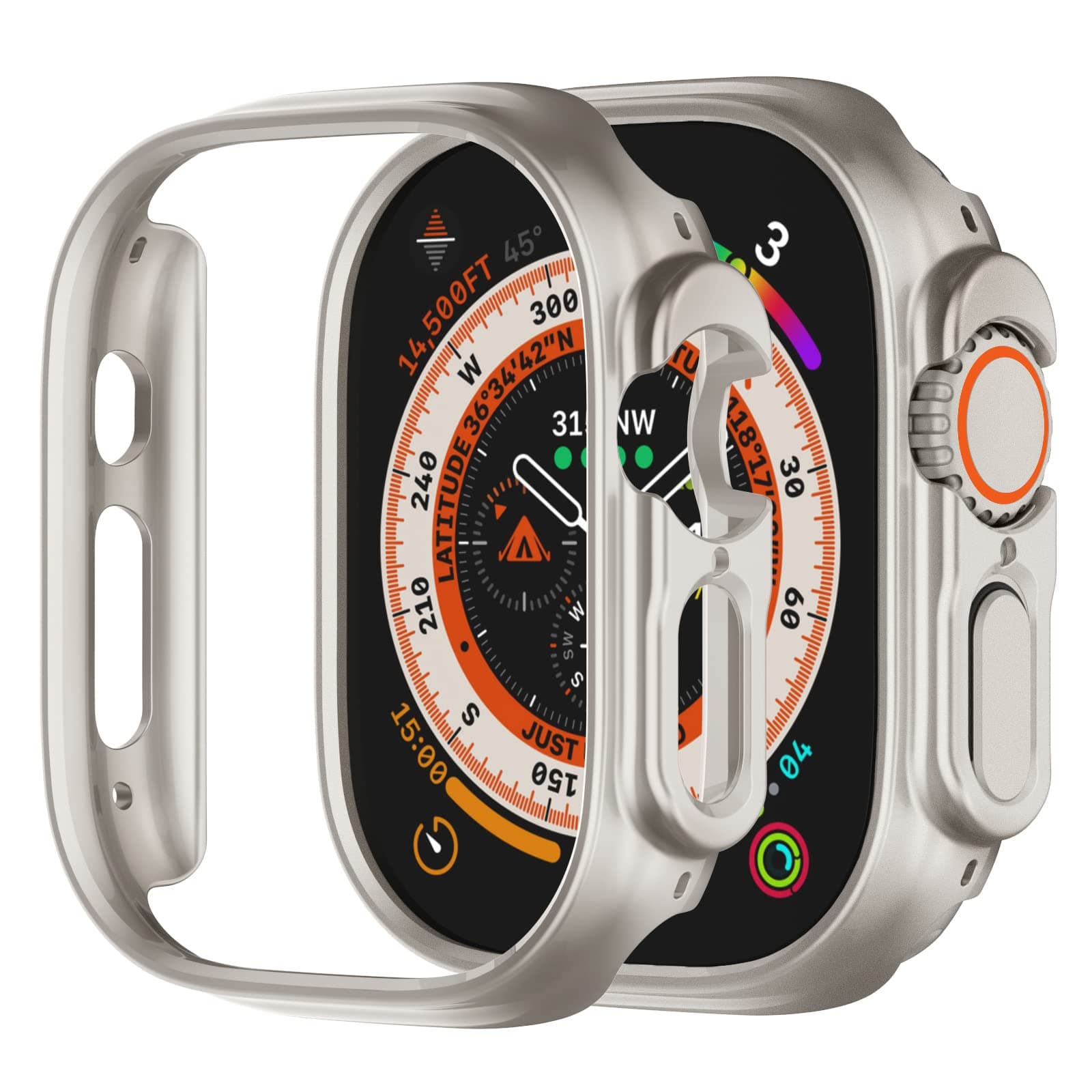 AWH iGK 2pack Frame Case 49mm Compatible for Series 8 Ultra without Screen Protector, Durable Protective Hard Bumper All Around Edge Shockproof Cover for iWatch ultra 49mm Star*2