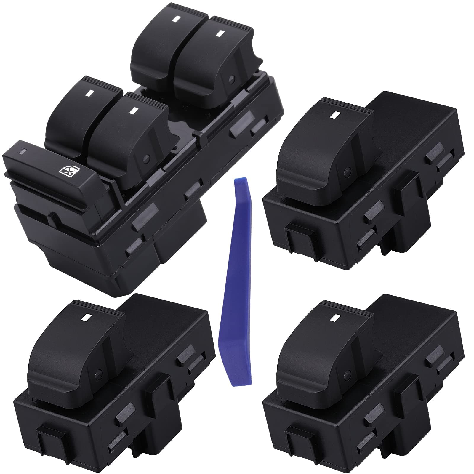 Driver Side Power Window Switch & 3 Pcs Passenger Window Switches, Compatible with 07-13 Chevy Silverado/GMC Sierra 1500 2500HD 3500HD/10-13 Yukon/09-16 Chevrolet Traverse/08-11 HHR