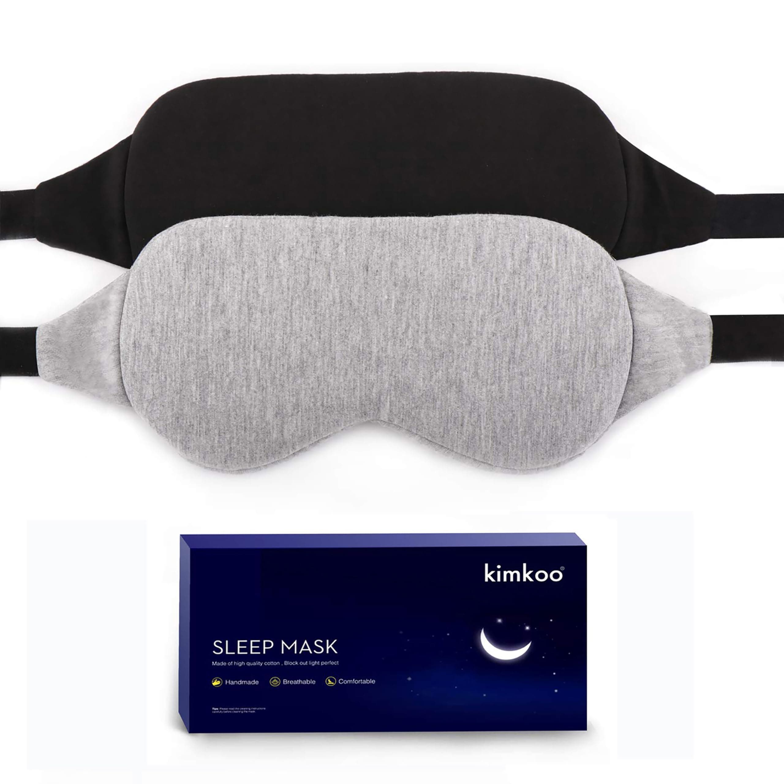 Sleep Mask-Eye Mask for Sleeping, Sleeping Mask Blocking Out Light Perfectly for Women and Men, Soft and Comfortable Blindfold for Travelling, with Pouch (Black+Gray)