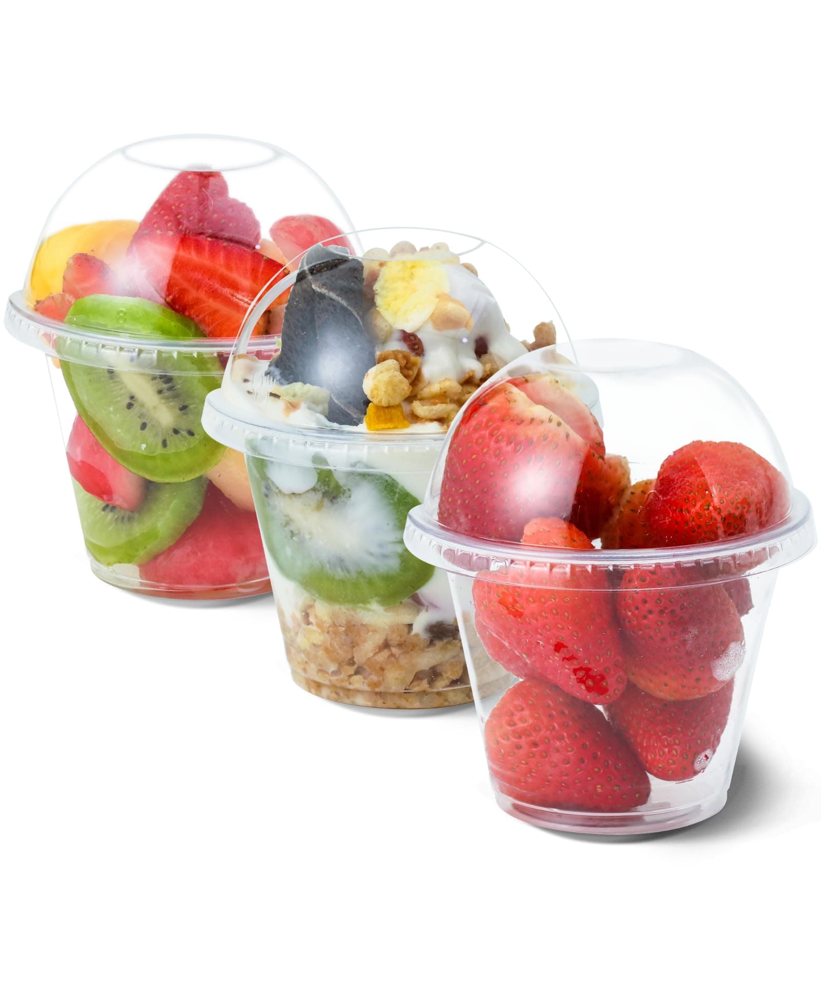 Aatriet 9 oz Clear Plastic Cups with Lids (NO HOLE), 30 Sets Fruit Cups for Party, Disposable Parfait Cup for Dessert, Pudding, Cake, Ice Cream, Cupcake, Snacks