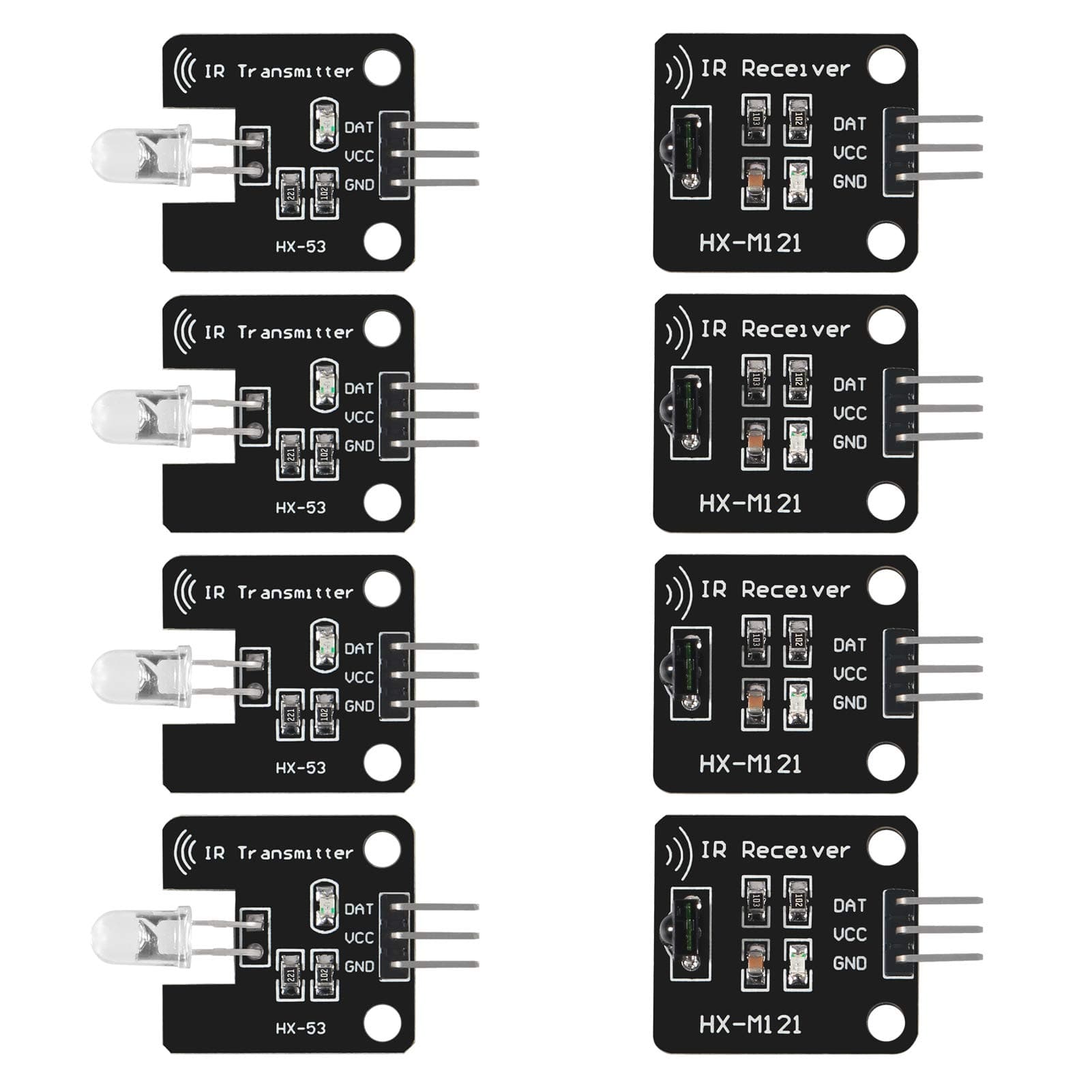 Dorhea 4Pcs Digital 38khz Ir Receiver Sensor Module + 4Pcs 38khz Ir Transmitter Sensor Module Kit for Electronic Building Block