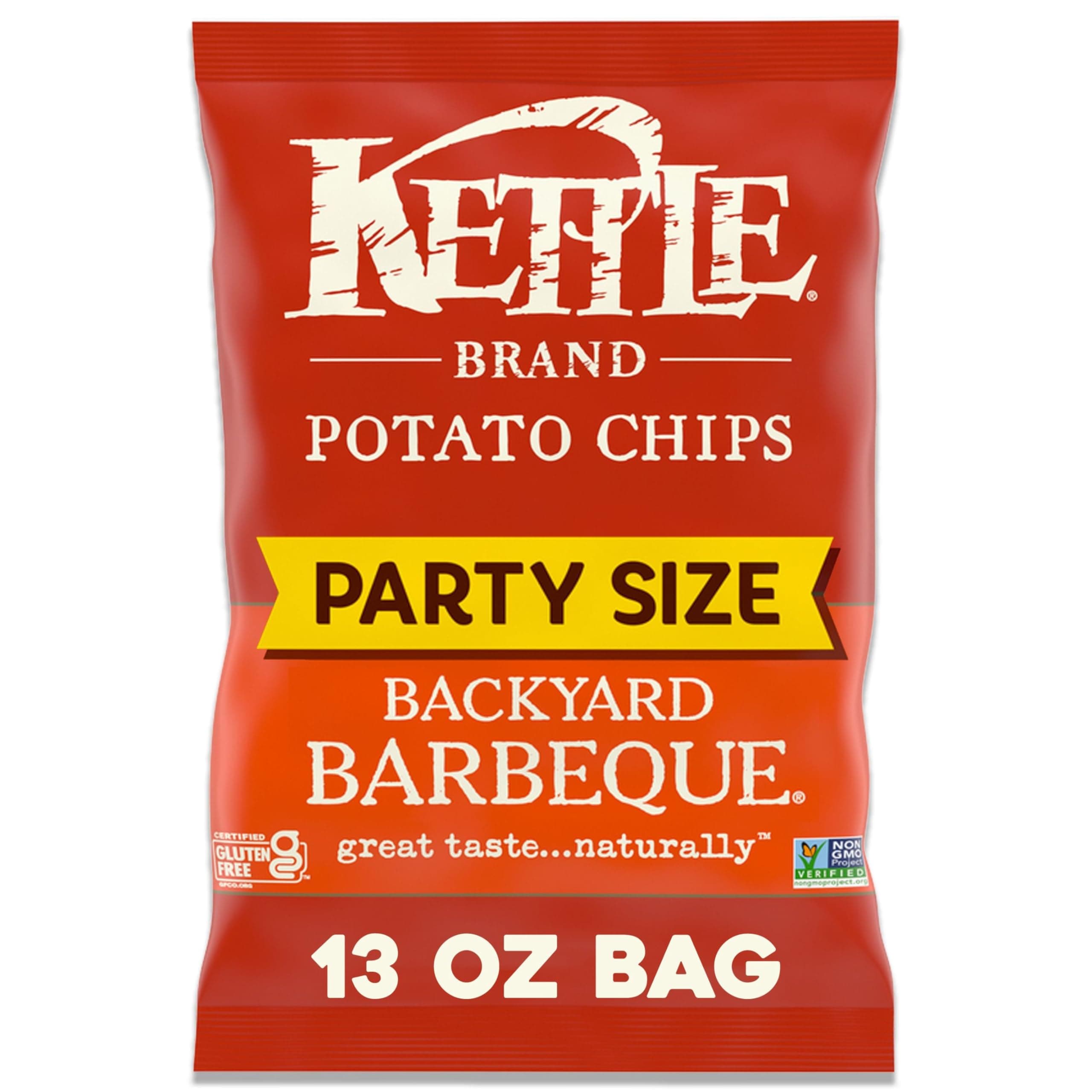 Kettle Brand Potato Chips, Backyard Barbeque Kettle Chips, Party Size, 13 Oz