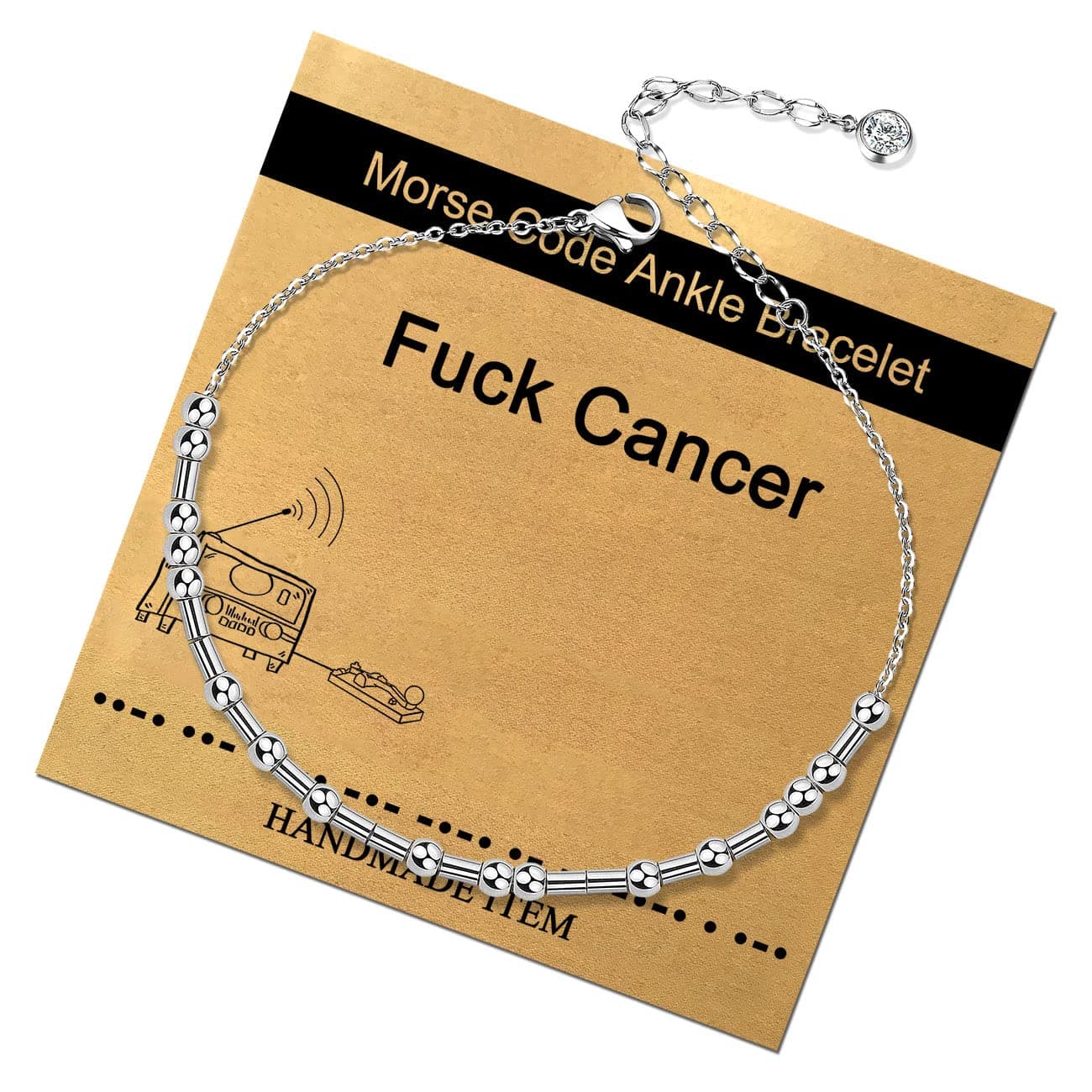 QJLE Morse Code Silver Anklet for Women,Beaded Chain Ankle Bracelets for Women Girls Mother Daughter Sister Friend Dainty Inspirational Birthday Gifts for Her