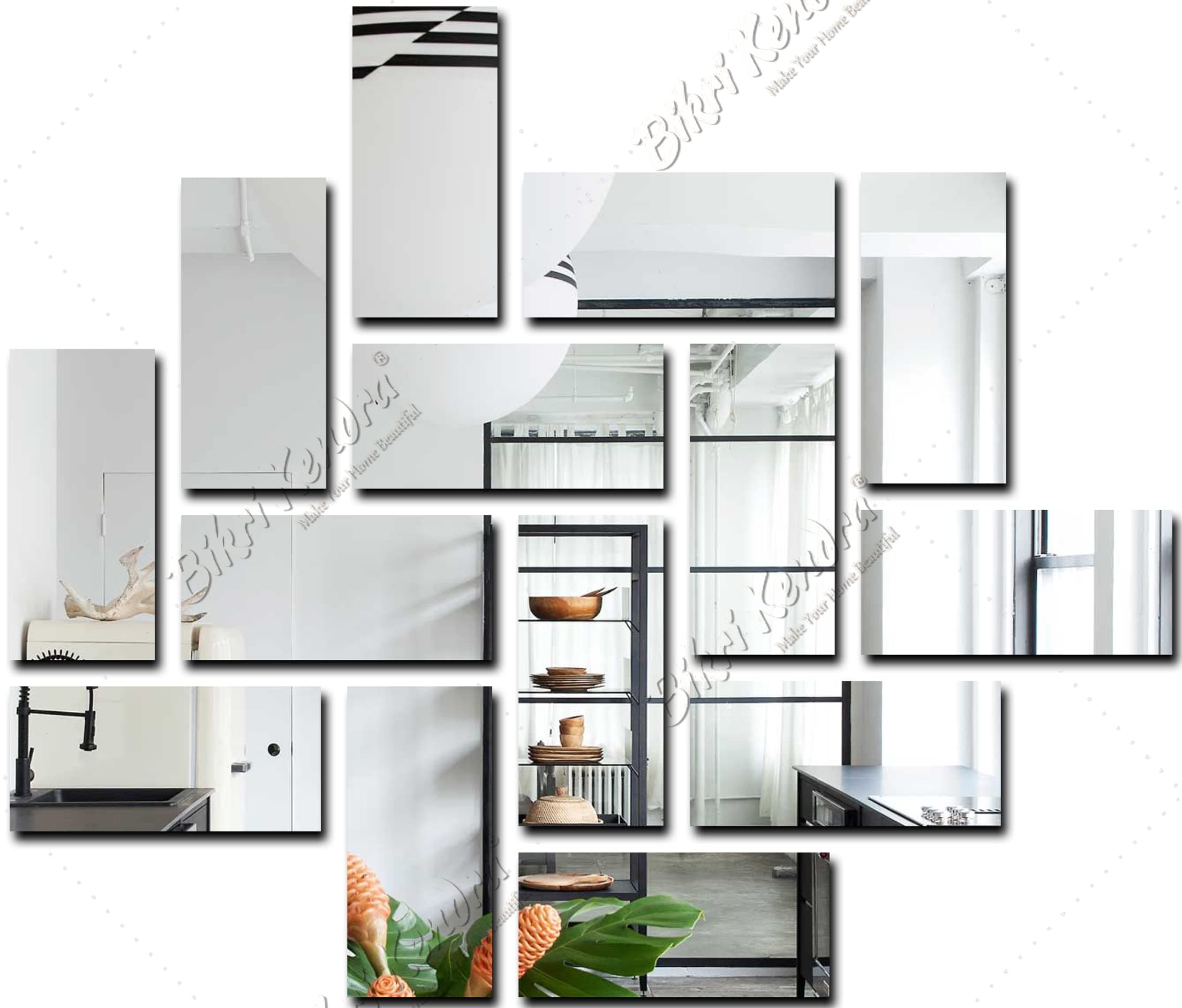 Bikri Kendra - 10 Rectangle Silver Mirror Stickers for Wall, Acrylic Decor Sticker, for Hall Room, Bed Room, Kitchen. Wall Mirror Stickers, Self-Adhesive