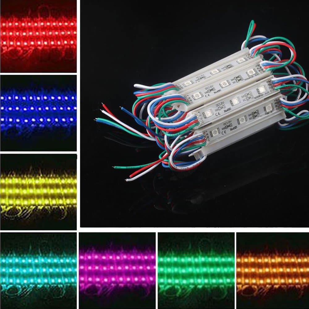 AJIBI 200PCS 3 LED RGB Module Light 5050 SMD Waterproof Lamp LED Strip String Light DC 12V Sign Design