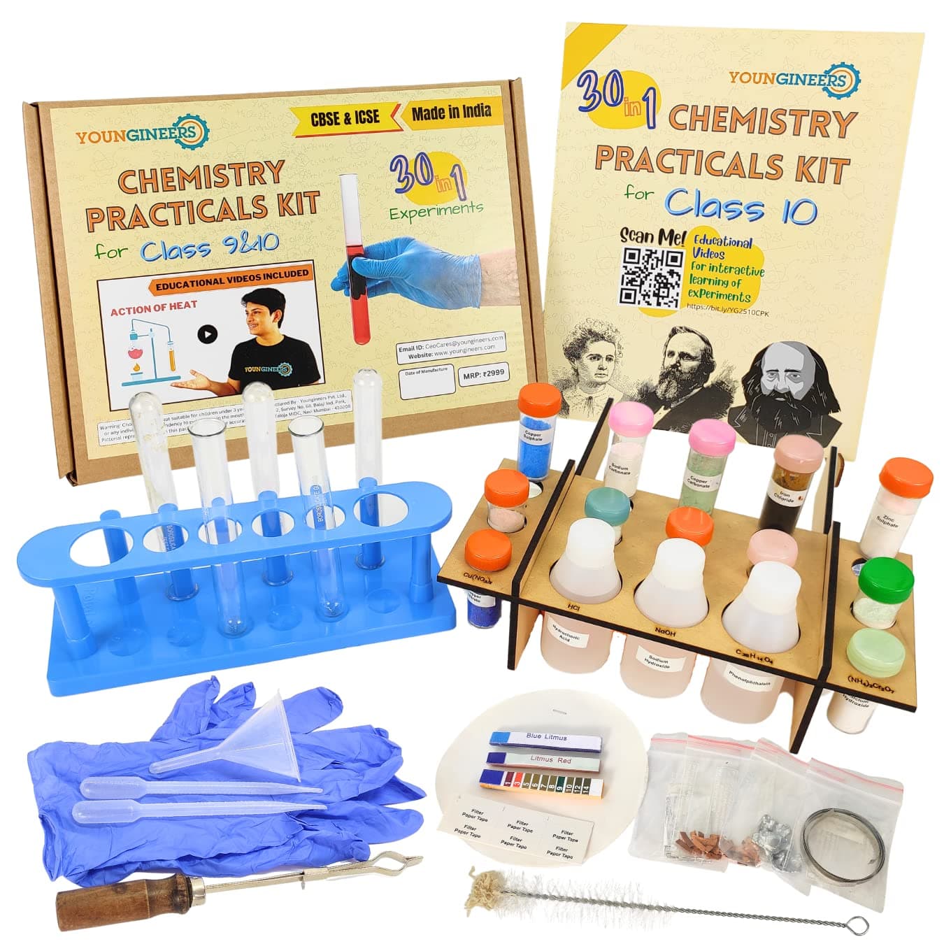 - 30-in-1 Chemistry Practicals Kit for Class 10, CBSE & ICSE, Ages 14-16, Science Experiments and Durable Apparatus, Practicals Videos Included