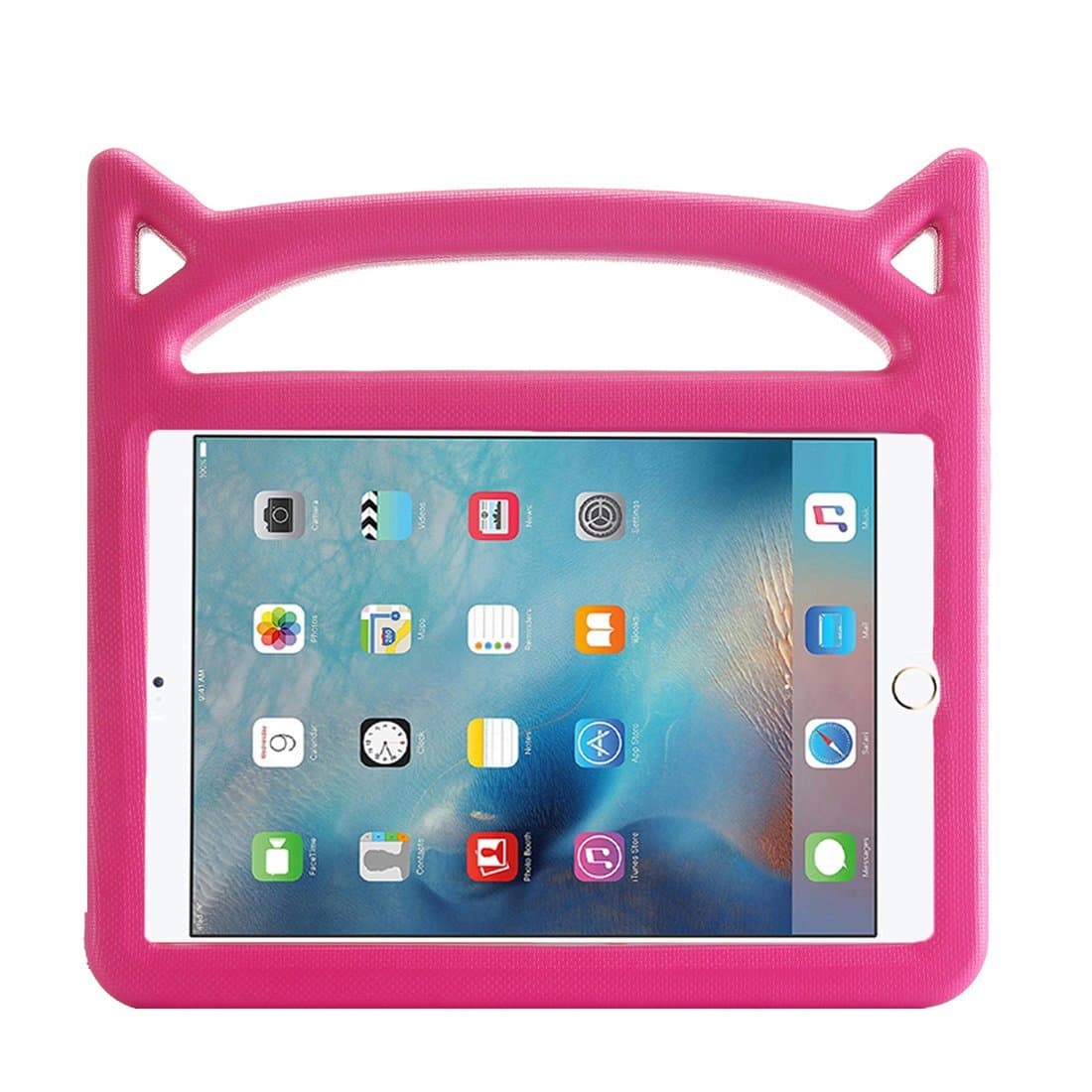 Lmaytech iPad 9.7 2018 & 2017 Release/iPad Air Case, Light Weight Shock Proof Handle Stand Case Cover Kids Friendly for Apple iPad 9.7" (6th Gen, 5th Gen) / iPad Air (Pink)