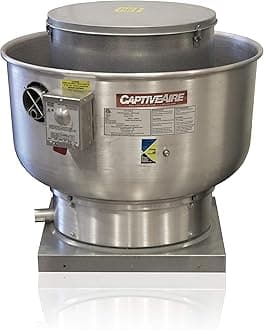 Restaurant Canopy Hood Grease Rated Exhaust Fan- High Speed Direct Drive Centrifugal Upblast Exhaust Fan with speed control- 21" Base, 0.33 HP 115 Volt Single Phase Motor, 500-1000 CFM (DU33HFA)