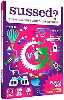 SUSSED Wacky ‘What Would You Do?’ Fantasy Card Game - Gift for Girls, Boys & Tweens - for Kids Ages 8 and Up, 2-8 Players, 15-30 Min Playtime - Purple Pack: Dragons, Space & Magic