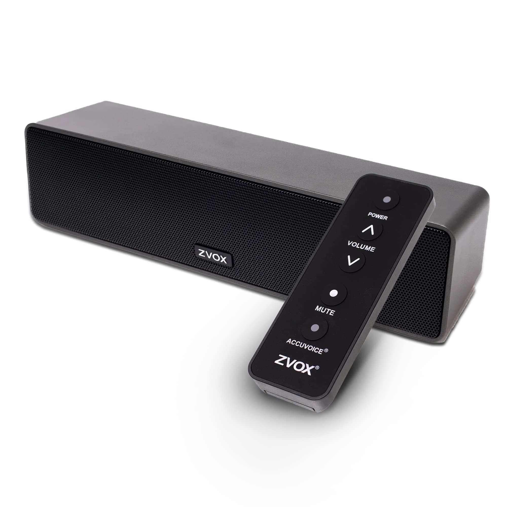 AccuVoice AV100 Compact TV Soundbar Speaker with 6 Levels of Voice Boost, Black