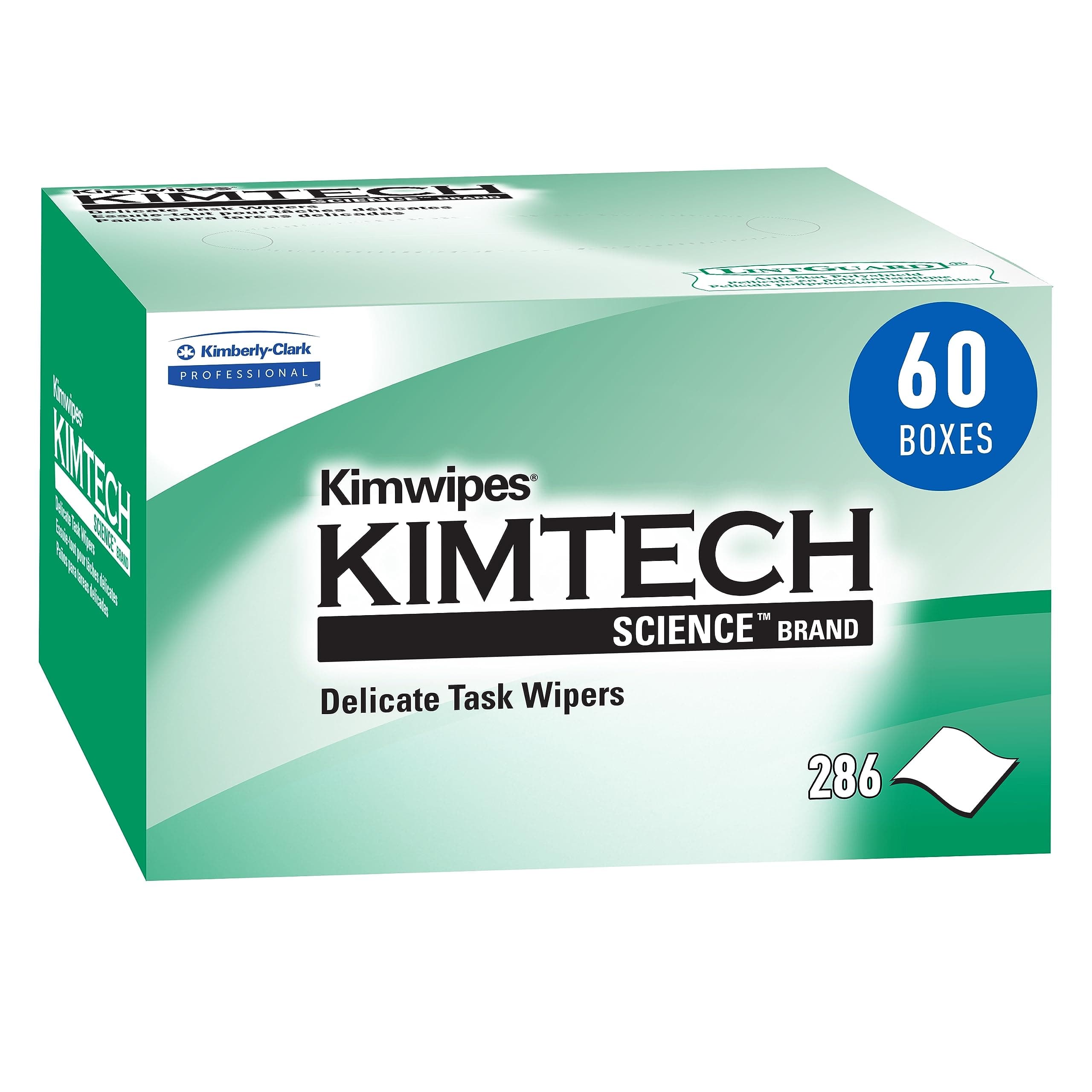 Kimwipes Delicate Task Kimtech Science Wipers (34155), White, 1-PLY, 60 Pop-Up Boxes/Case, 280 Sheets/Box, 16,800 Sheets/Case