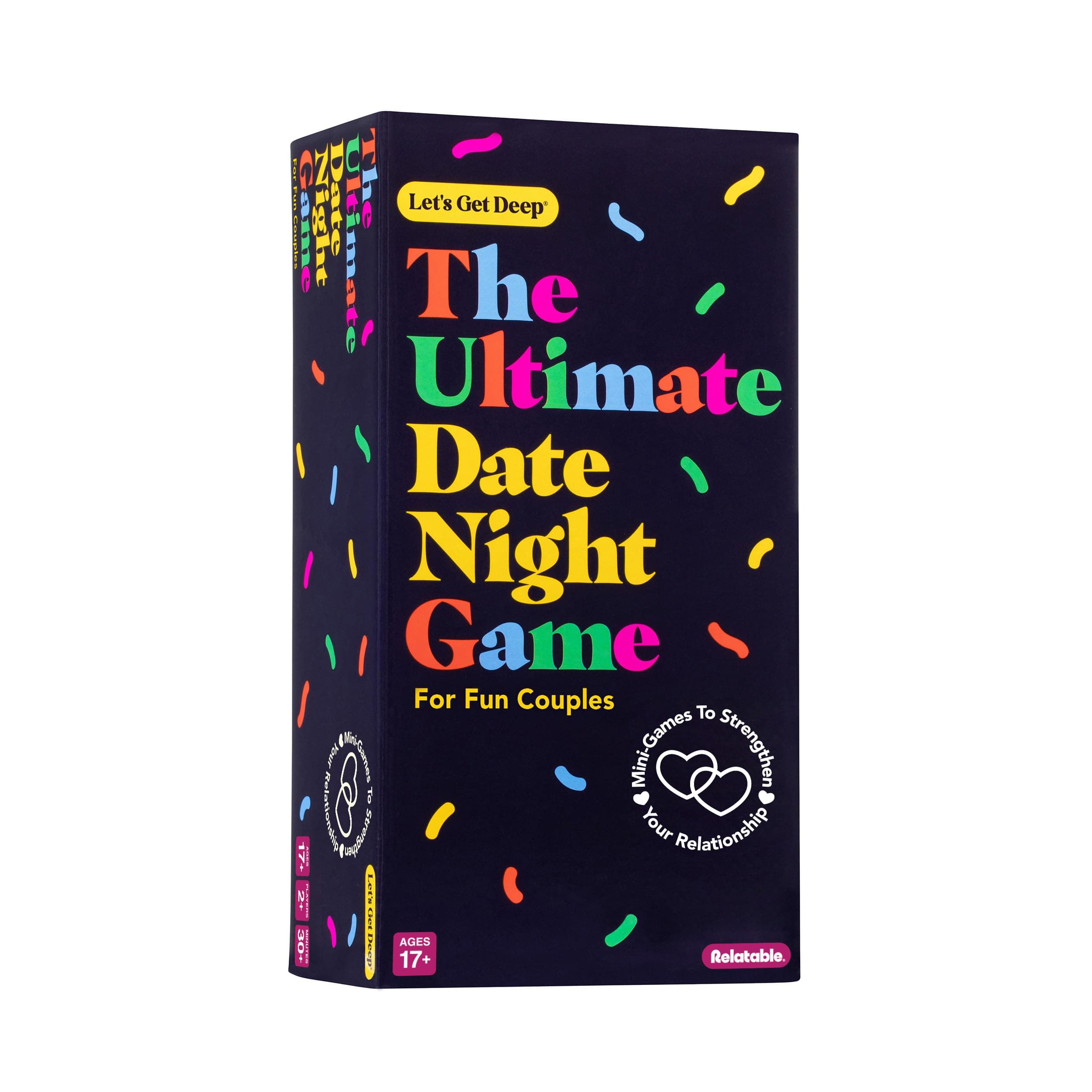 The Ultimate Date Night Game by Relatable, Great for Couples Games and Stay at Home Date Night Ideas, From The Makers of Let's Get Deep Relationship Card Game, Includes 200 Cards & Spinner
