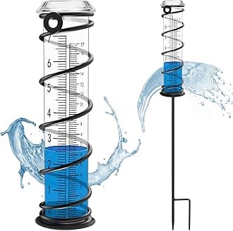 Upgrade Rain Gauge, Detachable Spiral Rain Gauge Outdoor, Rain Measure Gauge for Yard, Large Number Rain Water Meter, Thickened Plastic Rain Gauge with Stake and Metal Frame for Patio,Lawn