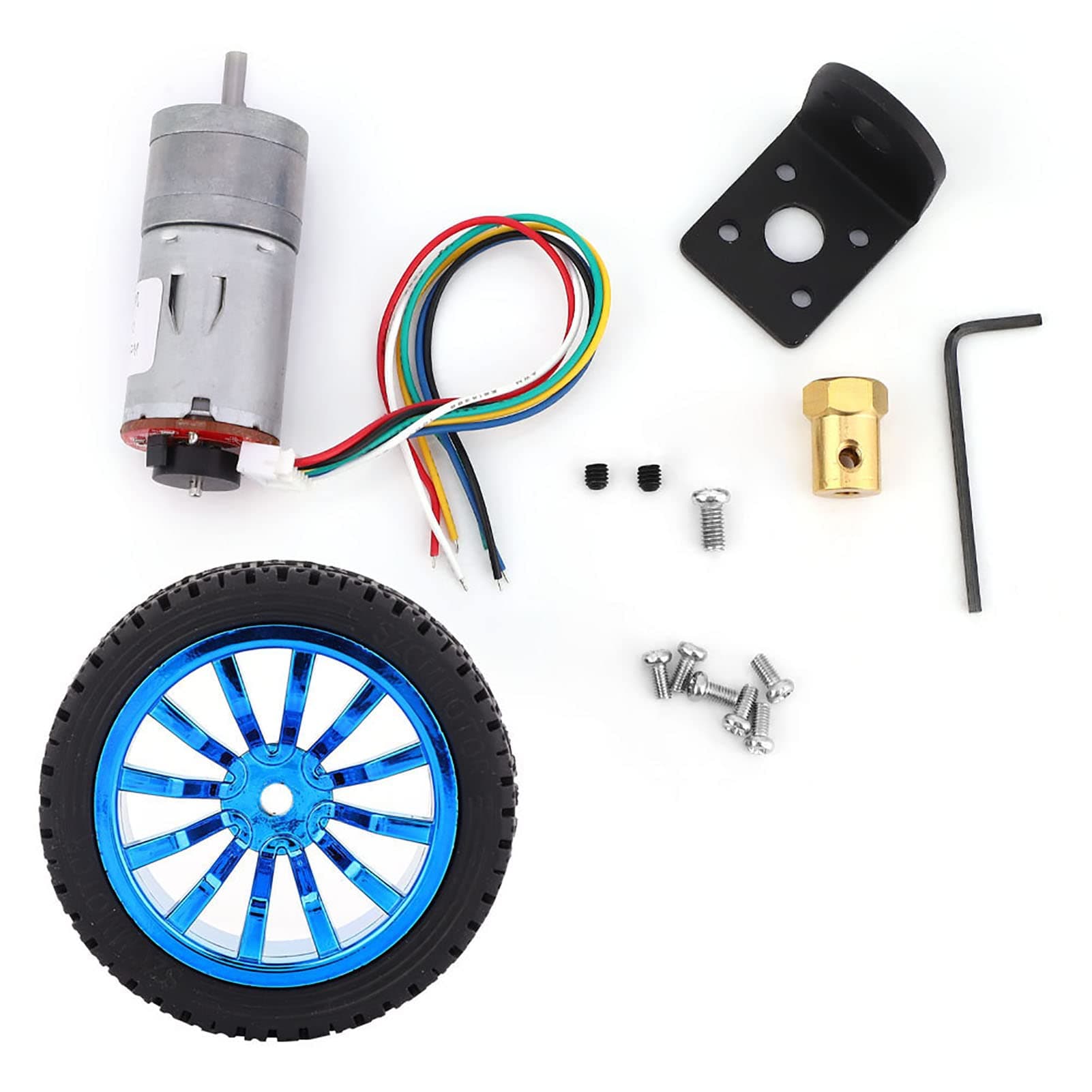 DC12V 30RPM Magnetic Encoder Gear Motor with Mounting Bracket for Robotics Projects 65mm