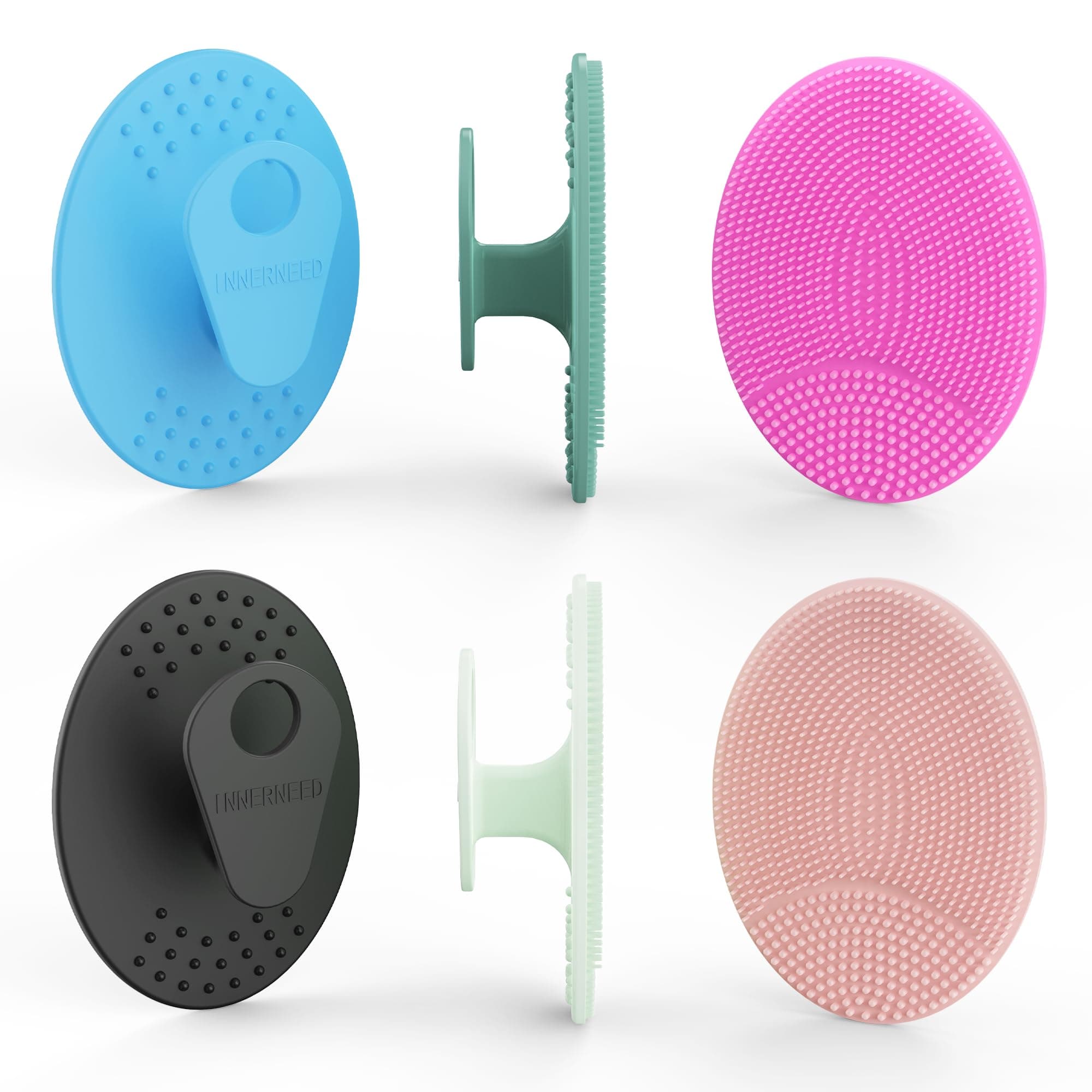 6 Pack INNERNEED Silicone Face Scrubber for Deep Cleansing and Exfoliation – Soft Facial Cleansing Brush, Gentle for All Skin Types, Blackhead & Acne Pore Care