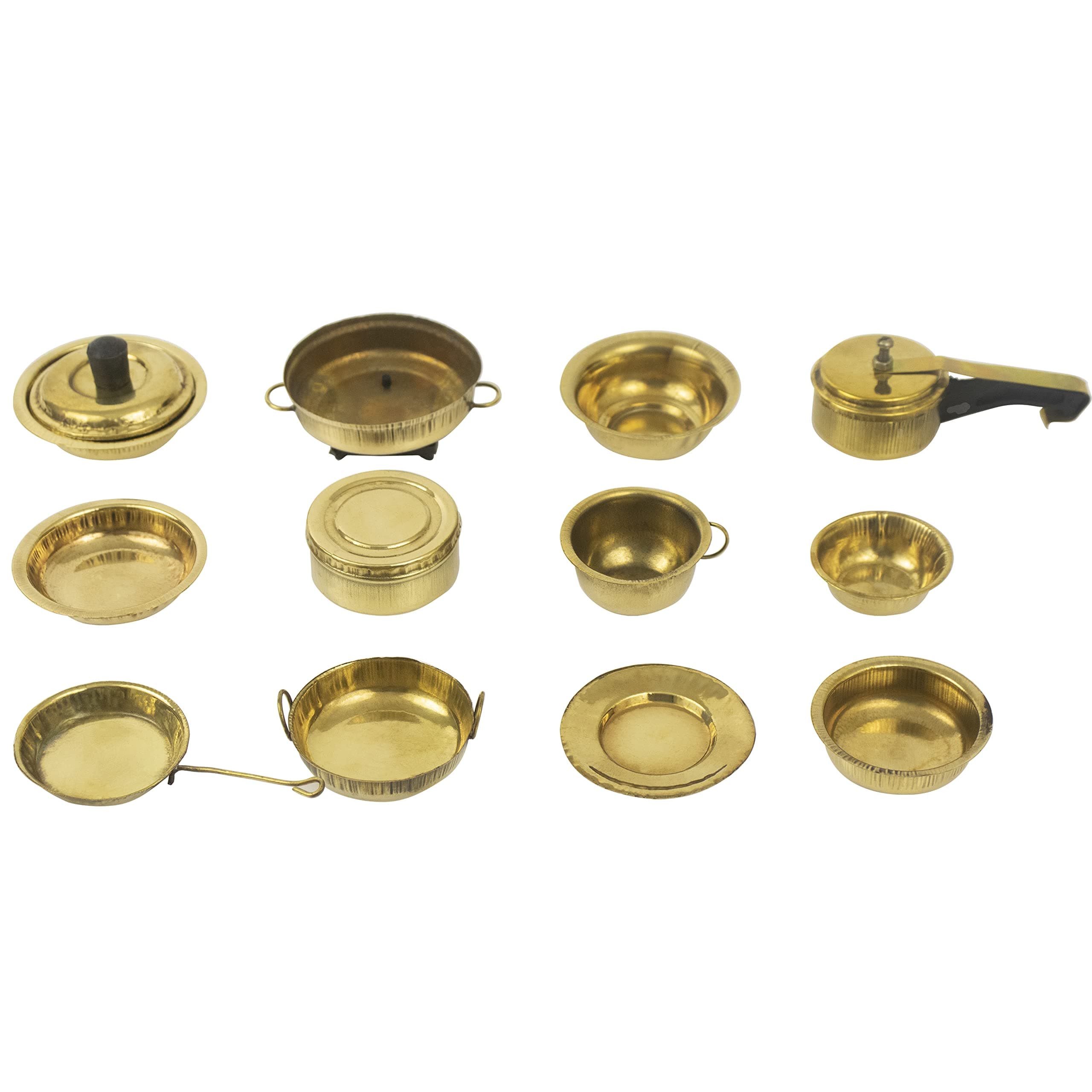 Spillbox Miniature Kitchen Set, Mini Kitchen Set, Real Cooking Kit for Play, Brass Kitchen Set for Girls, Miniature Cooking Set for Kids, Best for Gift/Return Gift Brass-13 Pieces