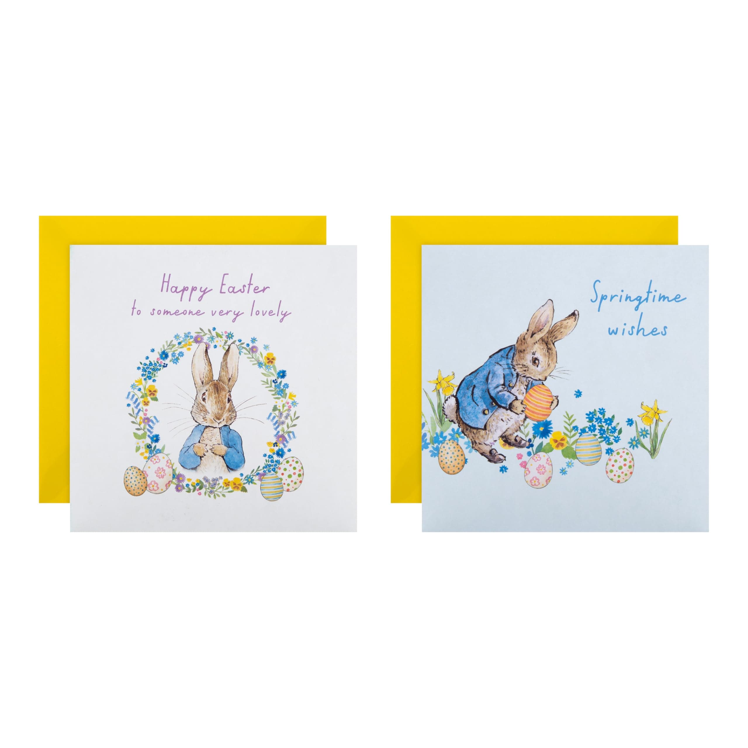 Easter Card Multipack, Pack of 10 Easter Cards, Peter Rabbit Designs, Beatrix Potter, White, Blue, Yellow