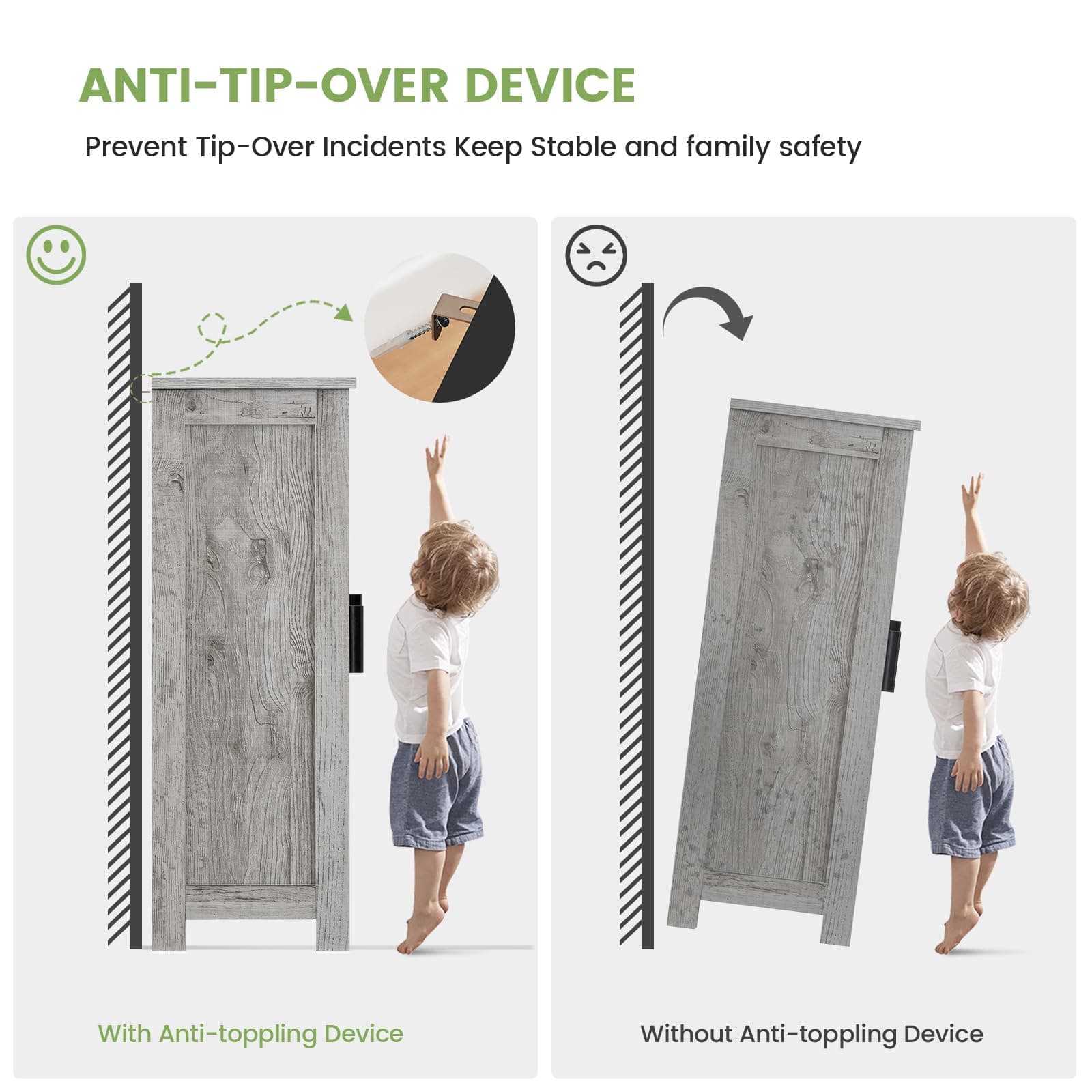 Iwell Storage Cabinet, Sideboard Buffet Cabinet with 2 Doors and 4 Storage Shelves, Floor Cabinet, Bathroom Cabinet for Living Room, Dinning Room, Entryway, Grey