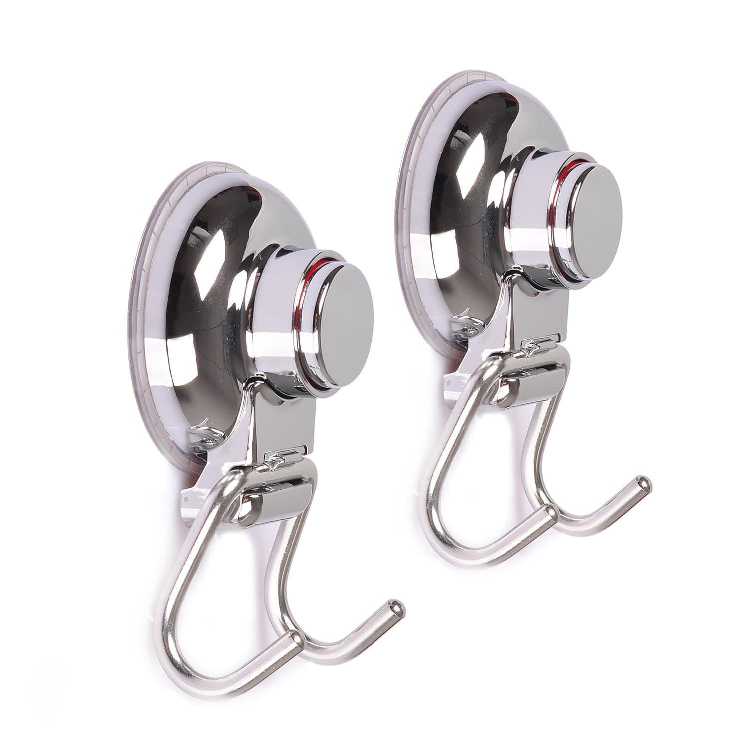 Super Powerful Vacuum Suction Cup Hook Holder,Organizer for Kitchen & Bathroom Bath Ball, Towel and Clothes Storage(Pack of 2, Stainless steel)