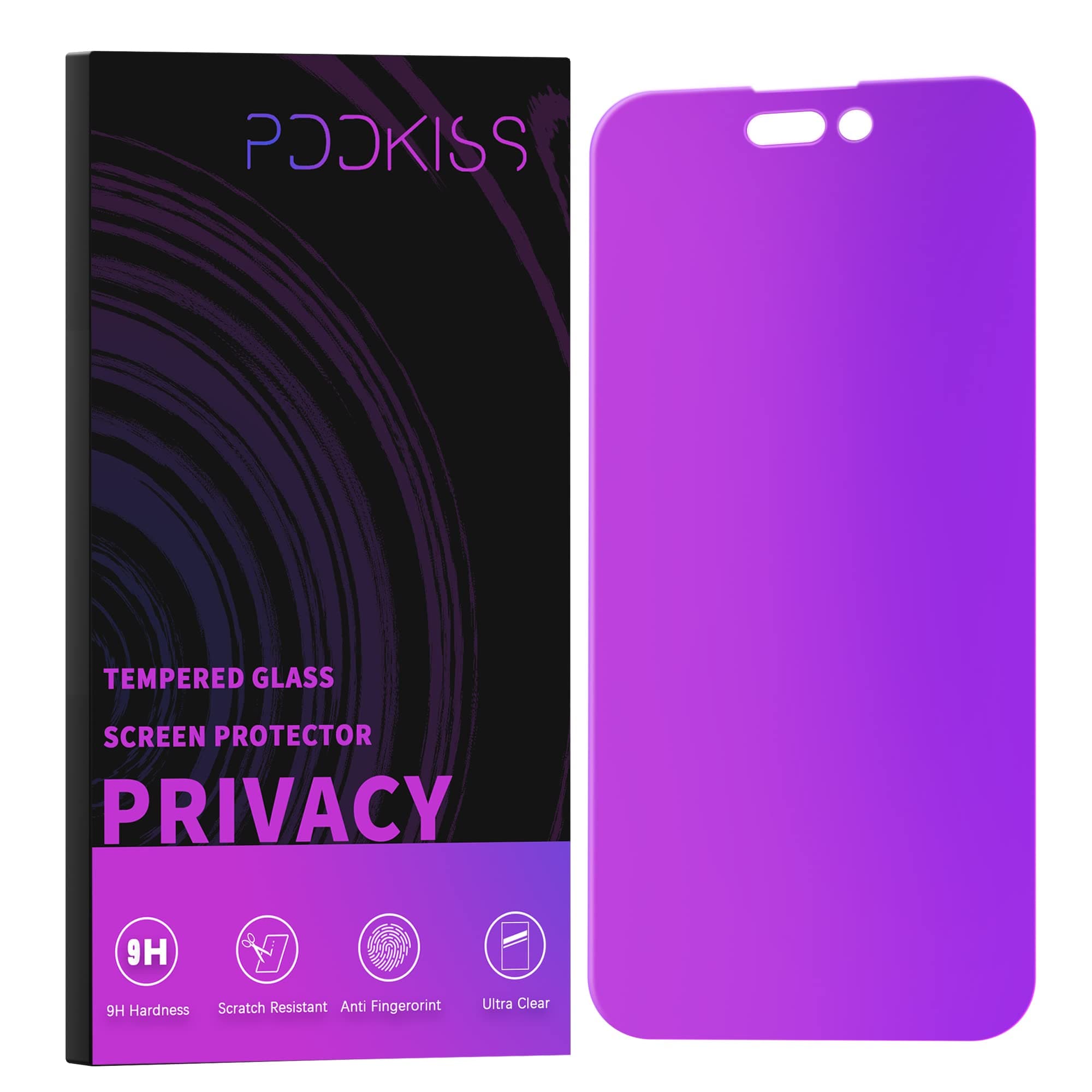 Compatible for iPhone 14 Pro Privacy Screen Protector 6.1 Inch, Purple Gradient Colorful Anti Spy Anti Blue Light HD Screen Protector Tempered Glass Easy Installation