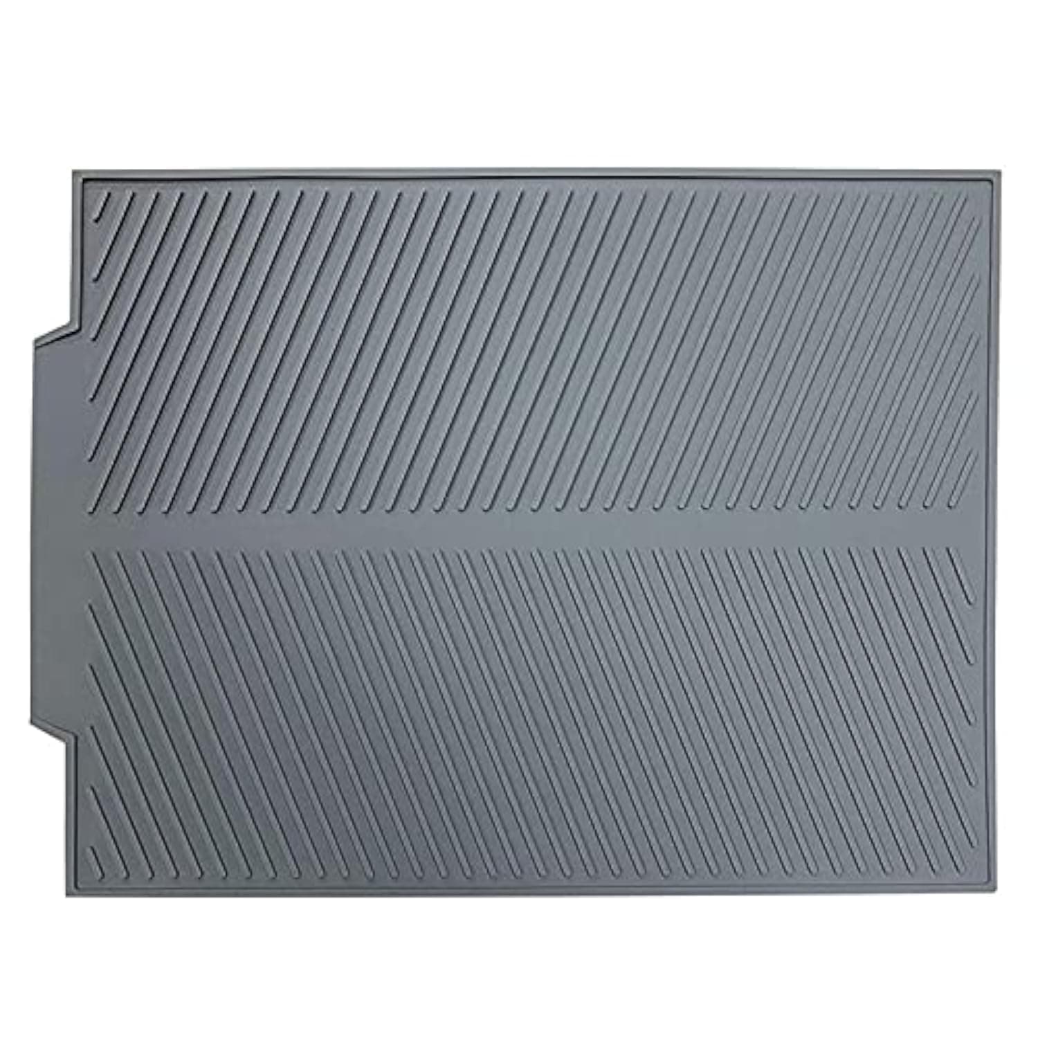 Silicone Dish Drying MatBuilt-in Drain Lip, Easy Clean Reusable Sink Mat, Flexible Heat-resistant Dish Drain Kitchen Counter, Eco-friendly Hot Pot Holder Trivet(Grey, 17 x 13), Grey-slope