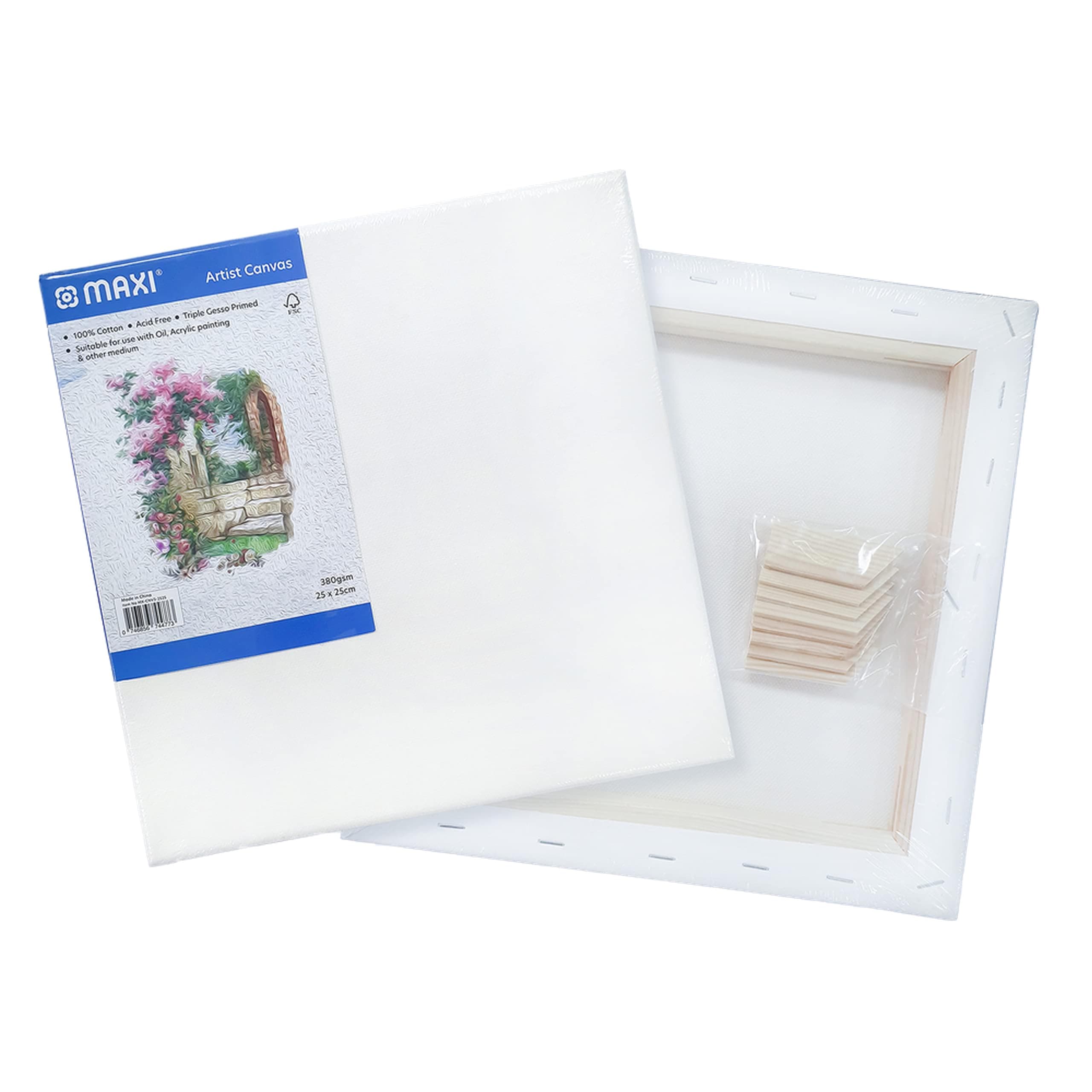 MAXI STRETCHED CANVAS BOARD 380 GSM 25X25