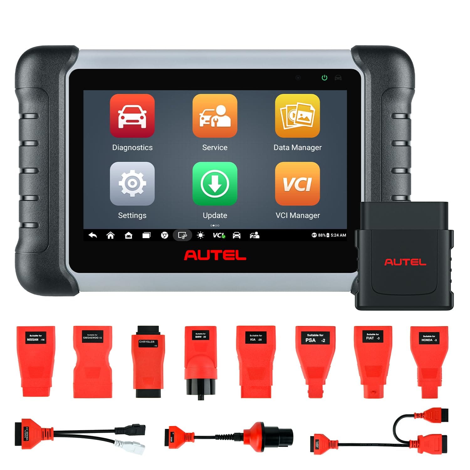 Autel Scanner MaxiPRO MP808BT PRO KIT: 2 Year Updates($700) Ver. of MP900-BT KIT MK900BT MX900 MK808S MX808S, ($200) Full 11 Adapters, 2025 OE as MP900BT MS906 PRO, 30+ Service, FCA