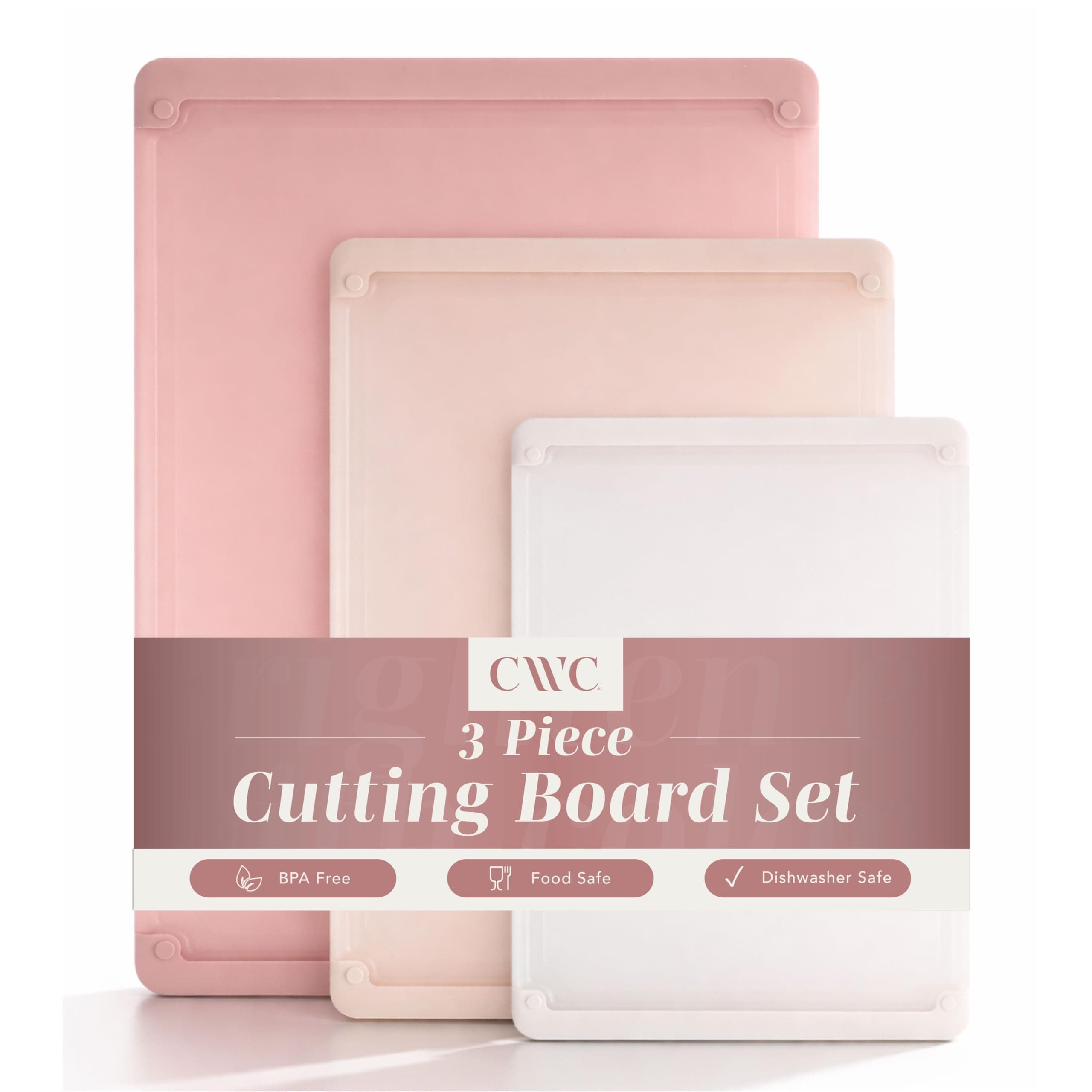 Extra Large Cutting Board Set, Jumbo-Sized Boards with Rubber Border for Enhanced Cooking Experience, 3-Piece, Pink