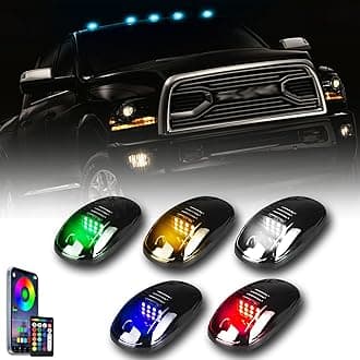 5x Cab Lights Smoked RGB Top Roof Running Clearance Lights LED Cab Marker Lights Compatible for Dodge Ram 1500 2500 3500 Pickup Trucks