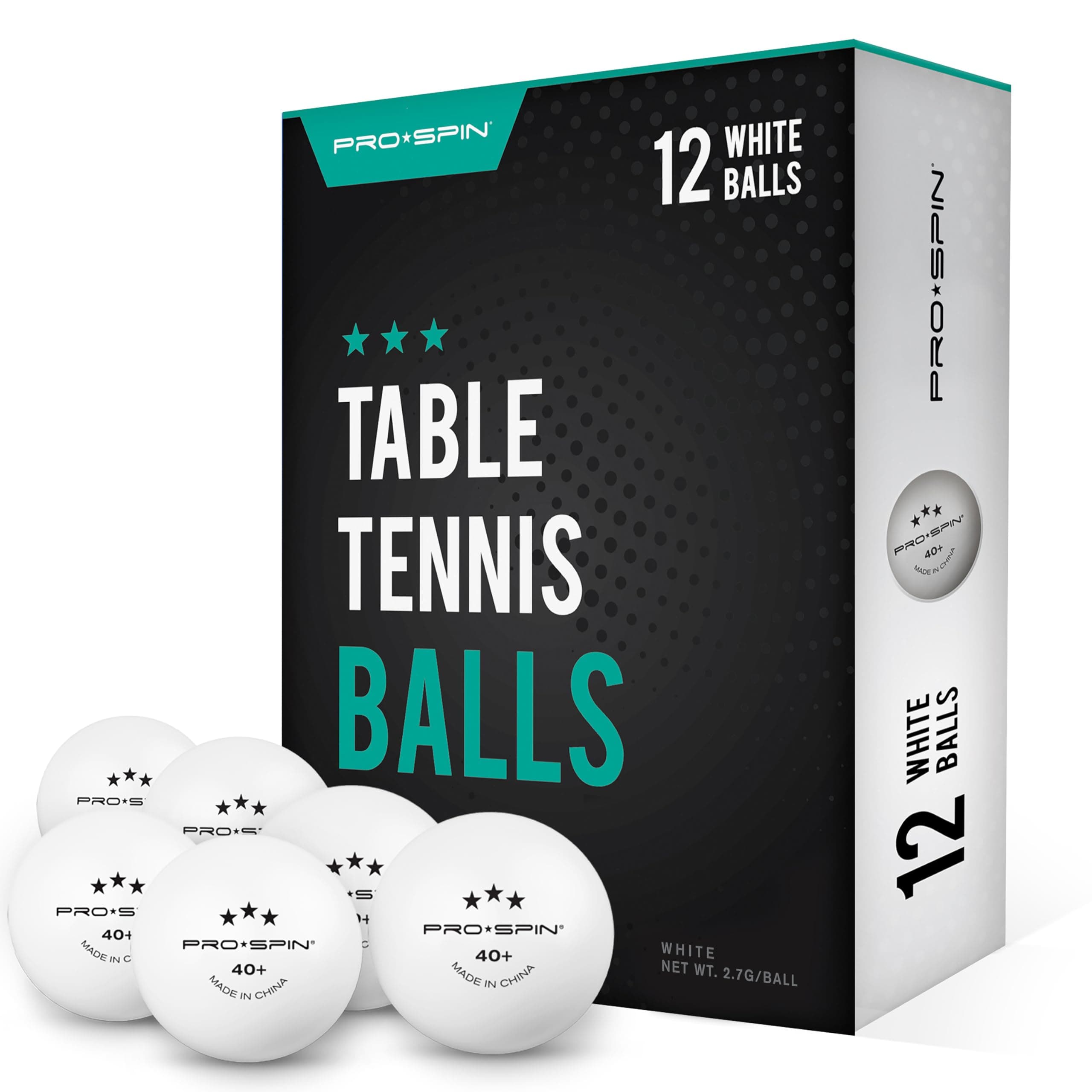PRO-SPIN Ping Pong Balls - White 3-Star 40+ Table Tennis Balls | High-Performance ABS Training Balls | Ultimate Durability for Indoor & Outdoor Table Tennis