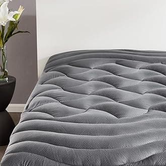 SLEEP ZONE Cooling Mattress Topper Quilted Zoned Bedding Mattress Pad Cover Pillow Top Fluffy Bed Topper Deep Pocket 8-21 inch, Grey, Cal King