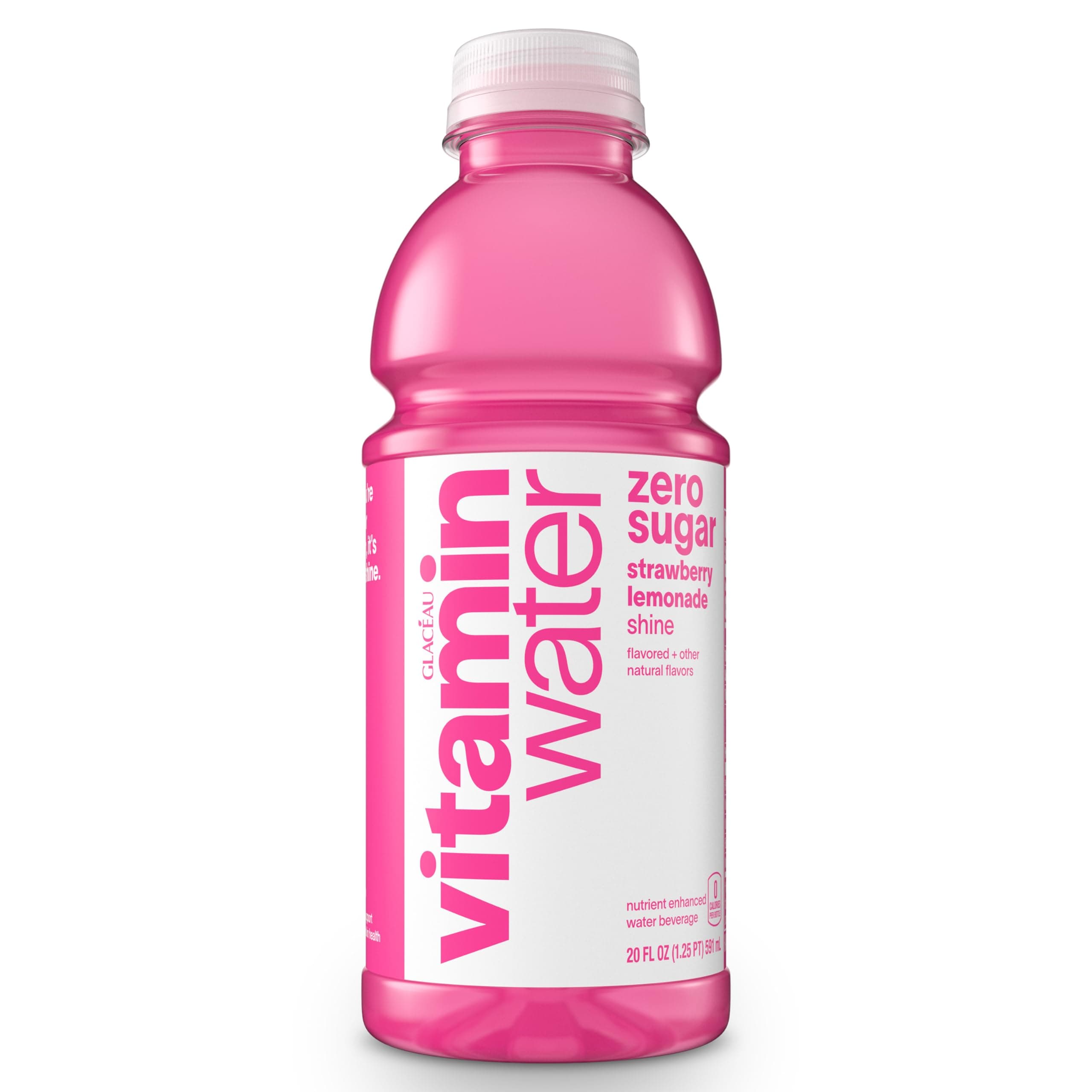 vitaminwater zero shine, electrolyte enhanced water w/vitamins, strawberry lemonade drink, 20 fl oz