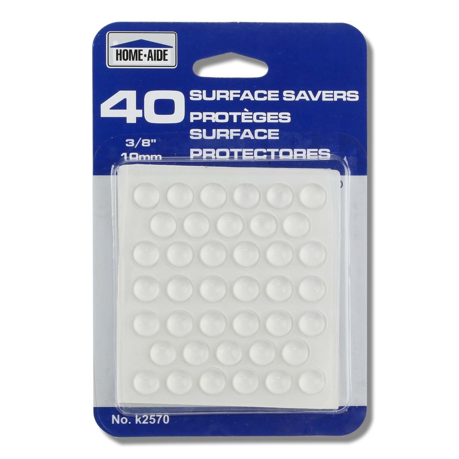 HomeAide40pc 3/8 Surface Saver Plastic Adhesive Bumper Pads - Protects Floors & Furniture