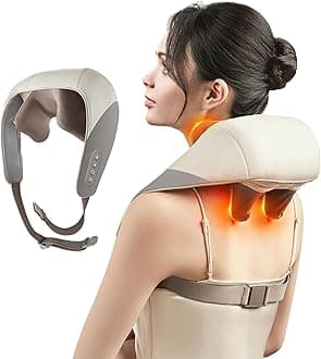 SORELAX Mini Shiatsu Neck Massager, Shoulder Neck Massager with Heat for Pain Relief Deep Tissue, Neck, Back, Shoulder, Leg Electric Kneading Massager, Perfect Gifts for Men Women Dad Mom (Grey)