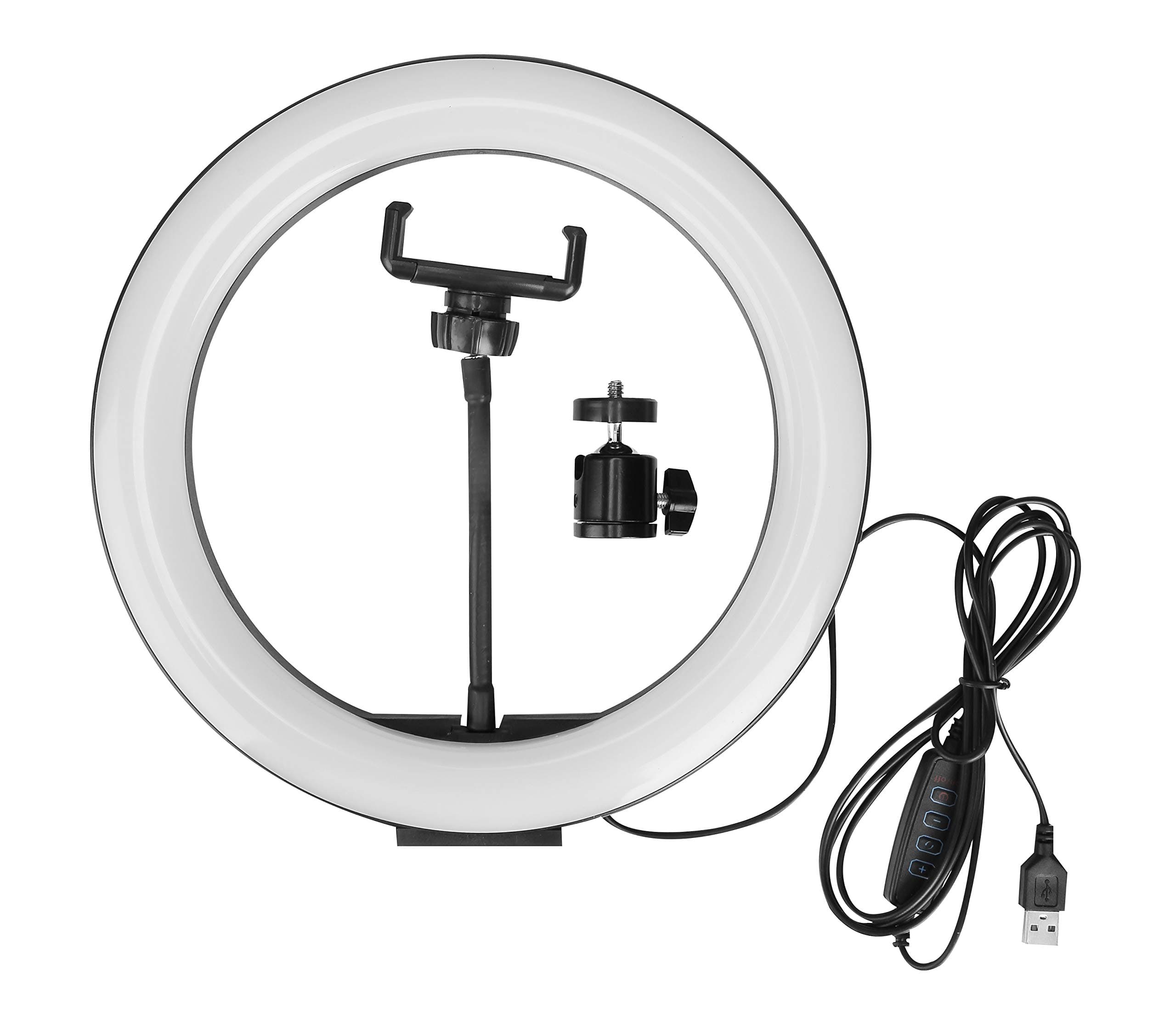 Photron 10 inch Professional USB Powered LED Ring Light with Mobile Holder | Led - 120 Pcs | Max Power - 9W
