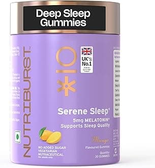 Serene Sleep 5MG Melatonin Gummies for Quality Deep Sleep, Fresh Wake Up | No Stress & Anxiety | Natural Non-Addictive, Non Habit Forming Sleep-Aid | Mango Flavor (30 Gummy)