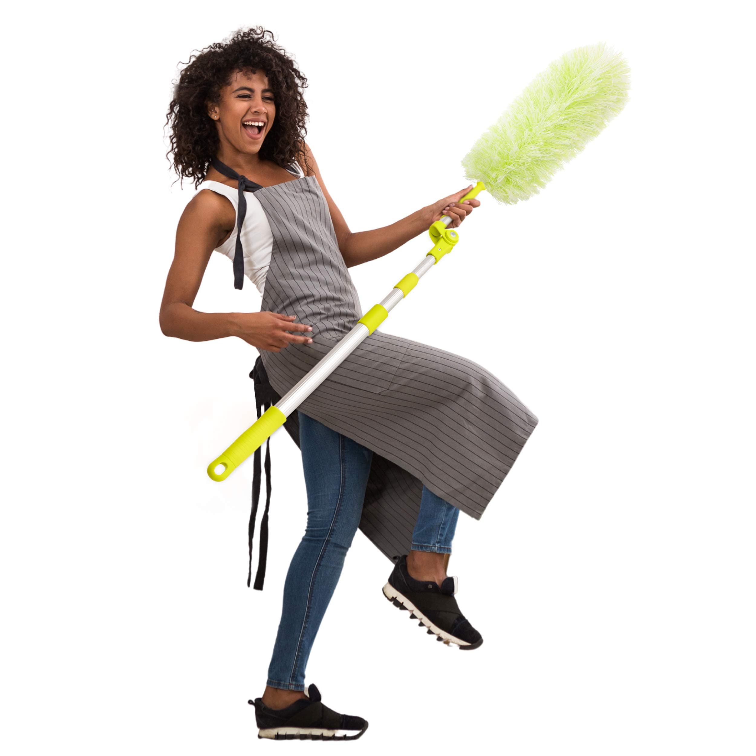 Pure Care Microfiber Feather Duster with Extension Pole, Lightweight, Washable, Extendable Dusters for Cleaning Ceiling Fan, Blinds, Cobwebs, Baseboards