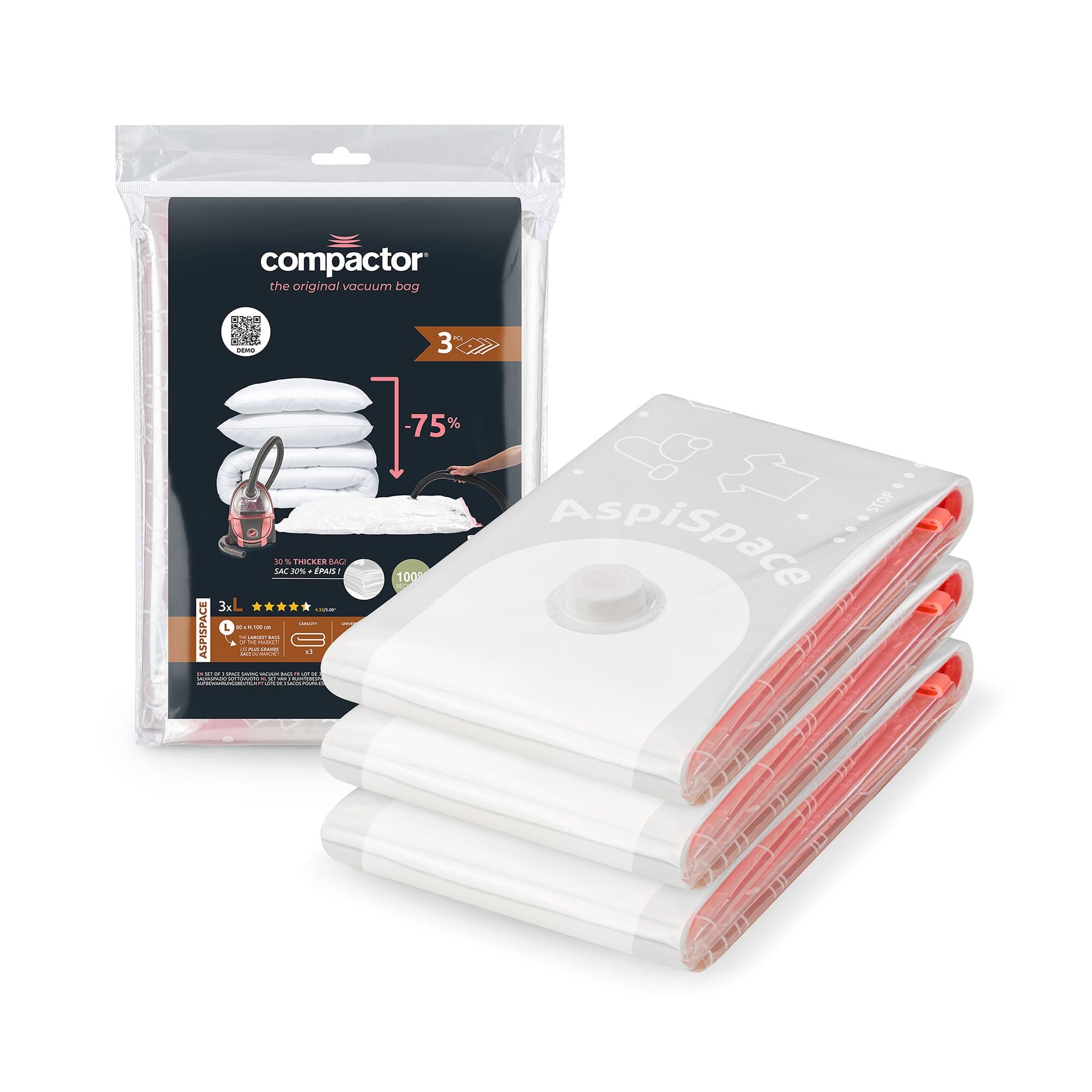 Compactor Vacuum Storage, Compression Bag : 0.065 Mm Lldpe + Nylon, L