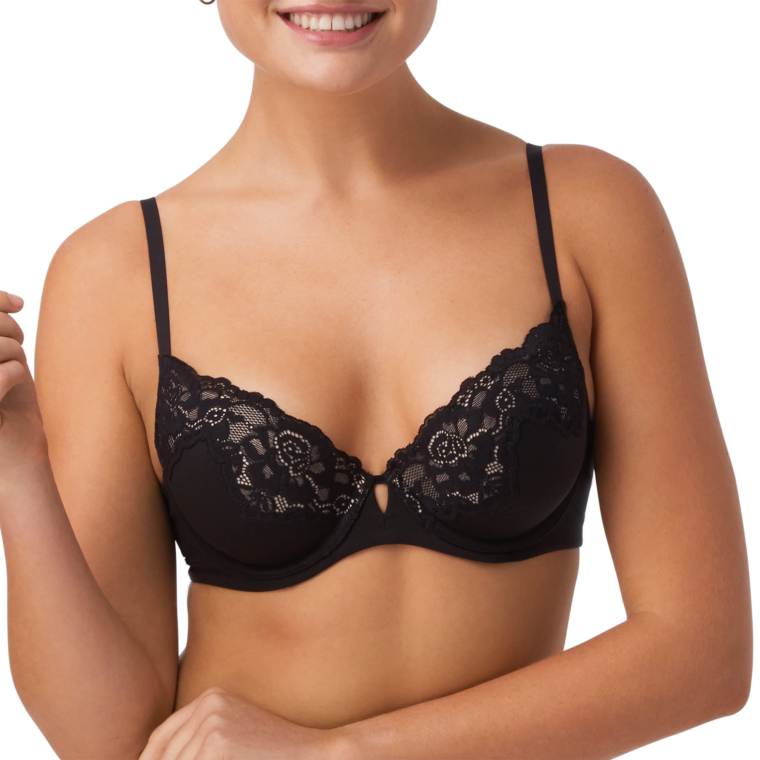 Maidenform Women's Push-Up Bra with Microfiber, Comfort Devotion Your Lift Underwire Bras for Women, Convertible, Lace
