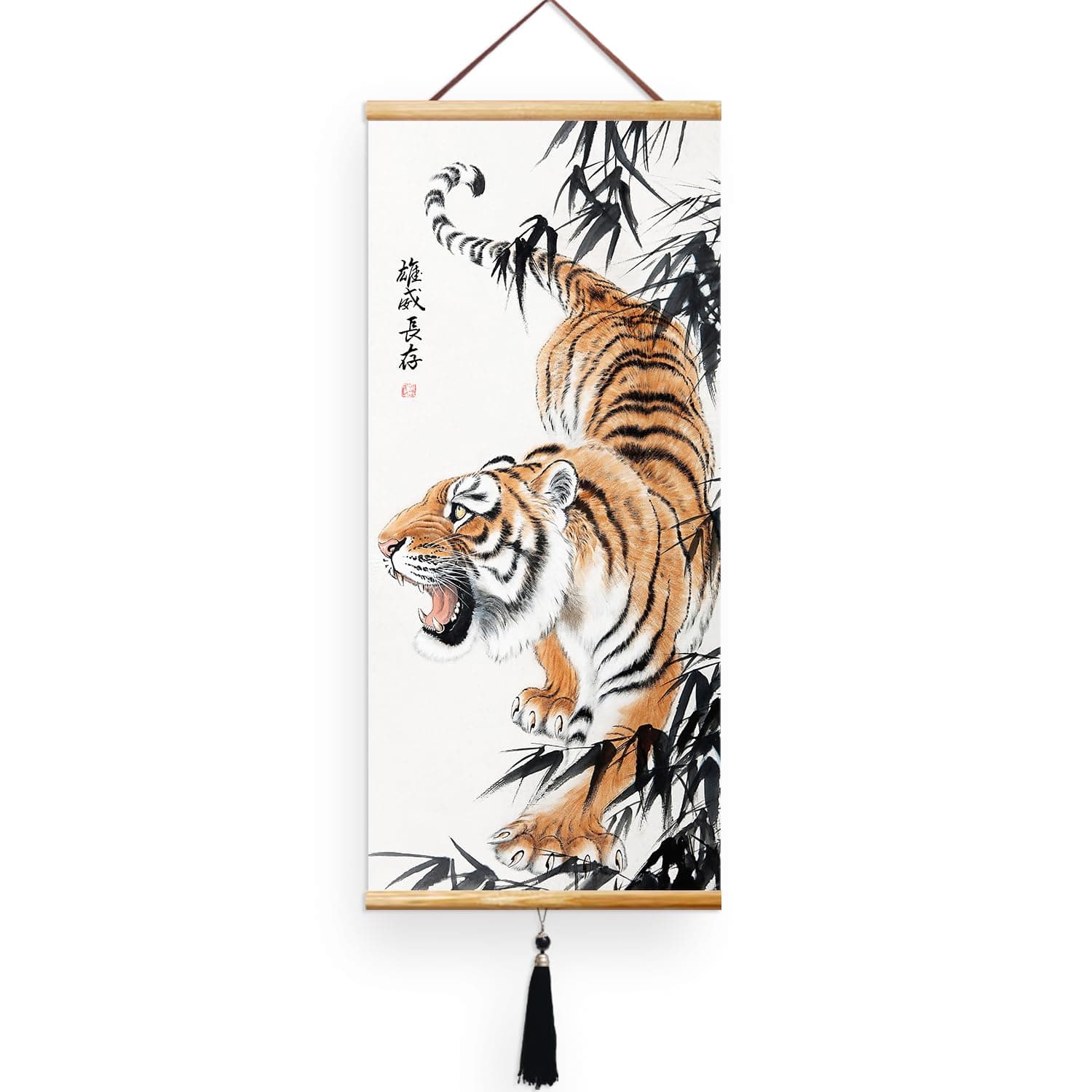 EAPEY Asian Scroll Wall Art Chinese Scroll Wall Hanging Art Japanese Scroll Art Chinese Wall Scroll Japanese Scroll Wall Art Tiger Decor Living Room