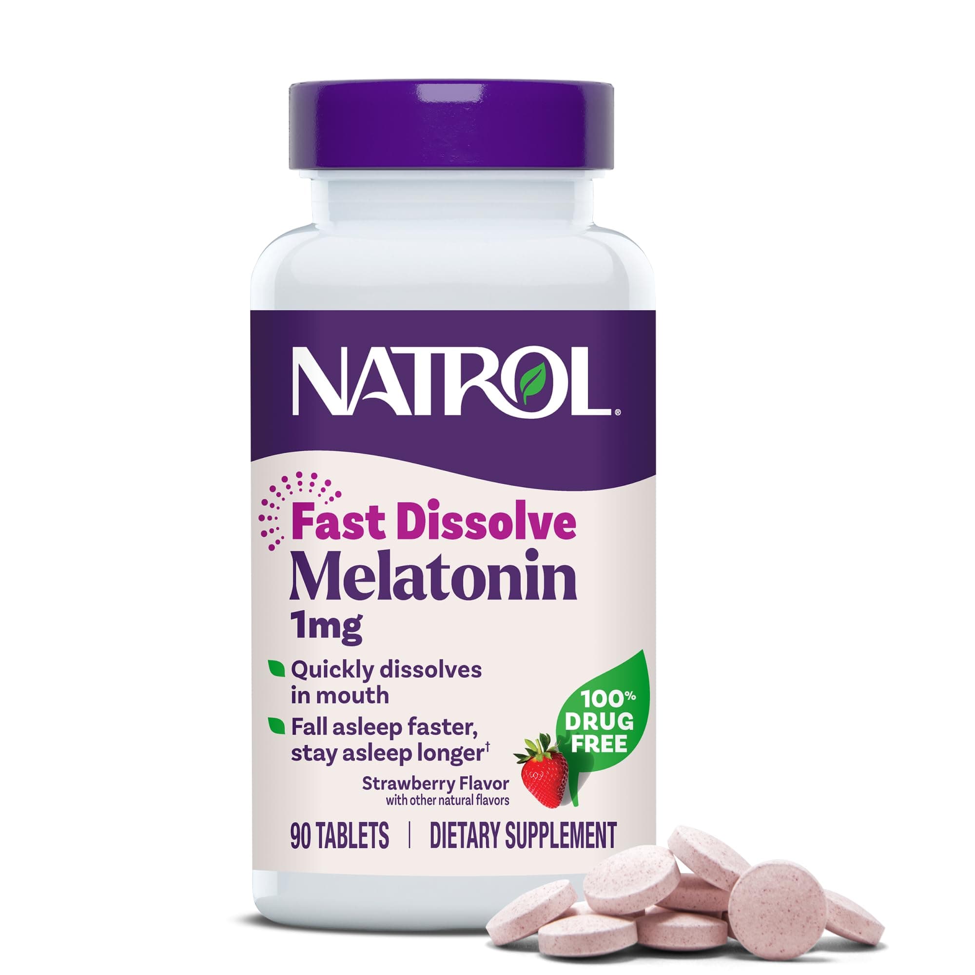 Natrol Fast Dissolve Melatonin 1 mg, Sleep Support for Adults