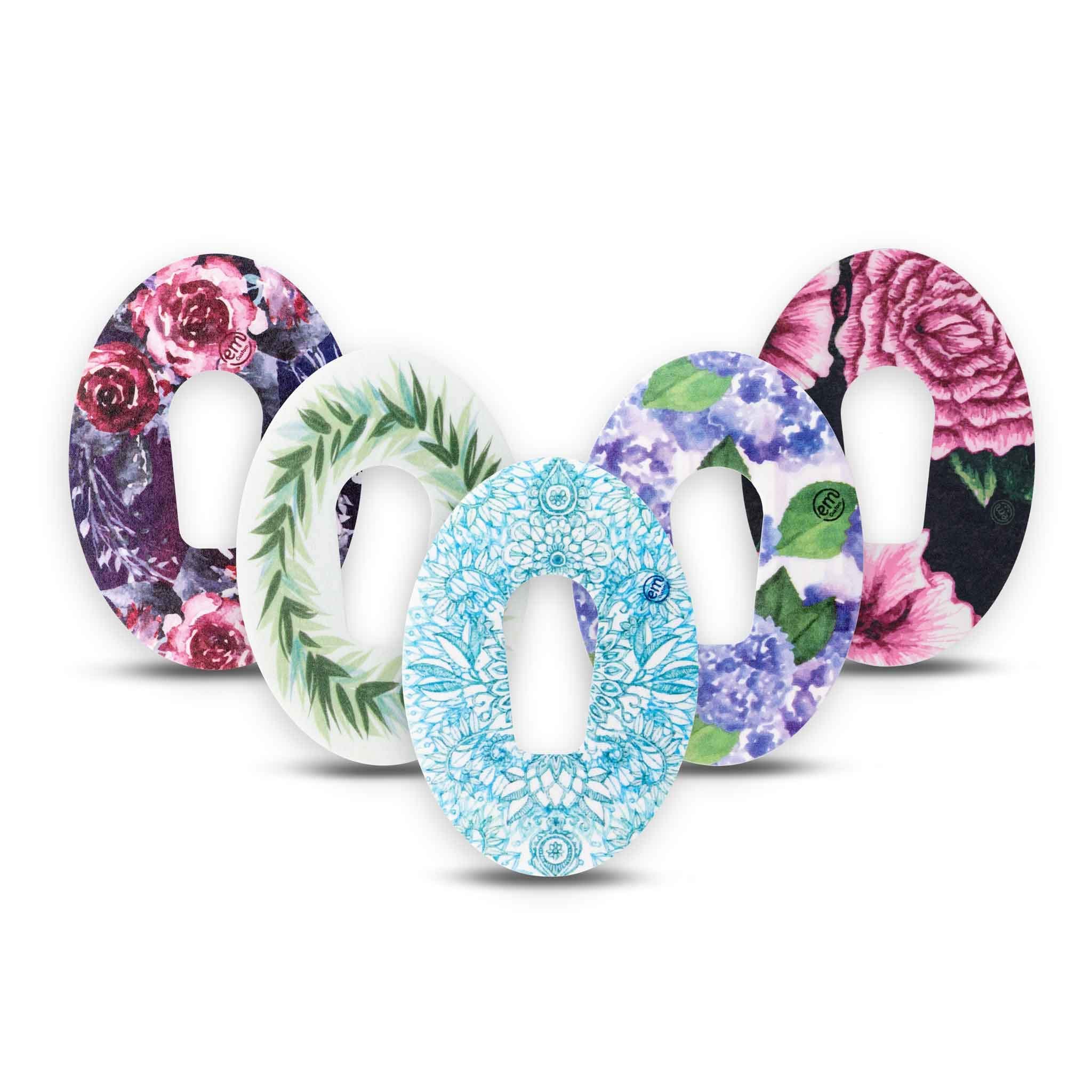 ExpressionMed - Adhesive Patch for Dexcom G6 (5-Pack) - Pre-Cut, Waterproof, Non-Fraying CGM Tape (Garden Blooms Variety Pack)