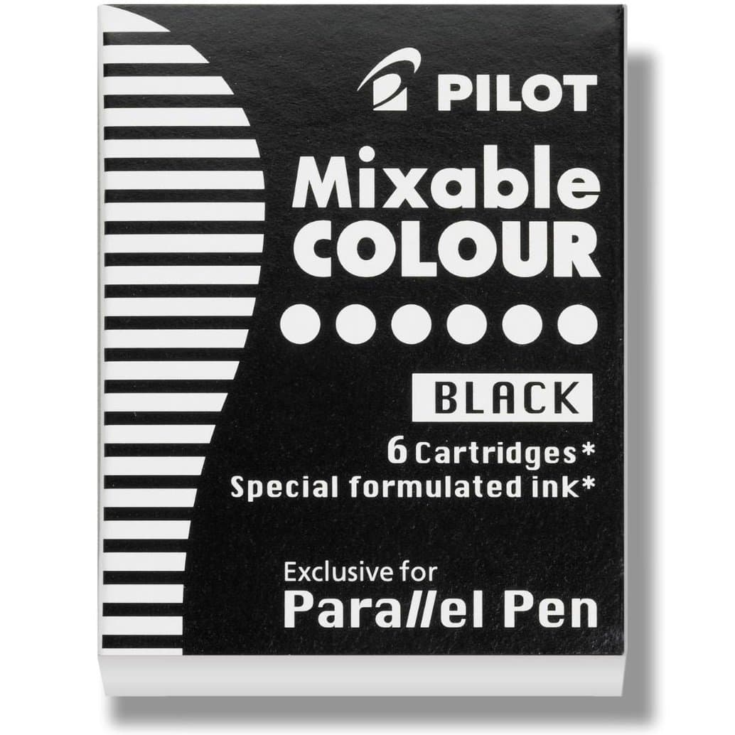 PILOT Parallel Mixable Color Ink Refills for Calligraphy Pens, Black Ink, 6-Pack (77305)